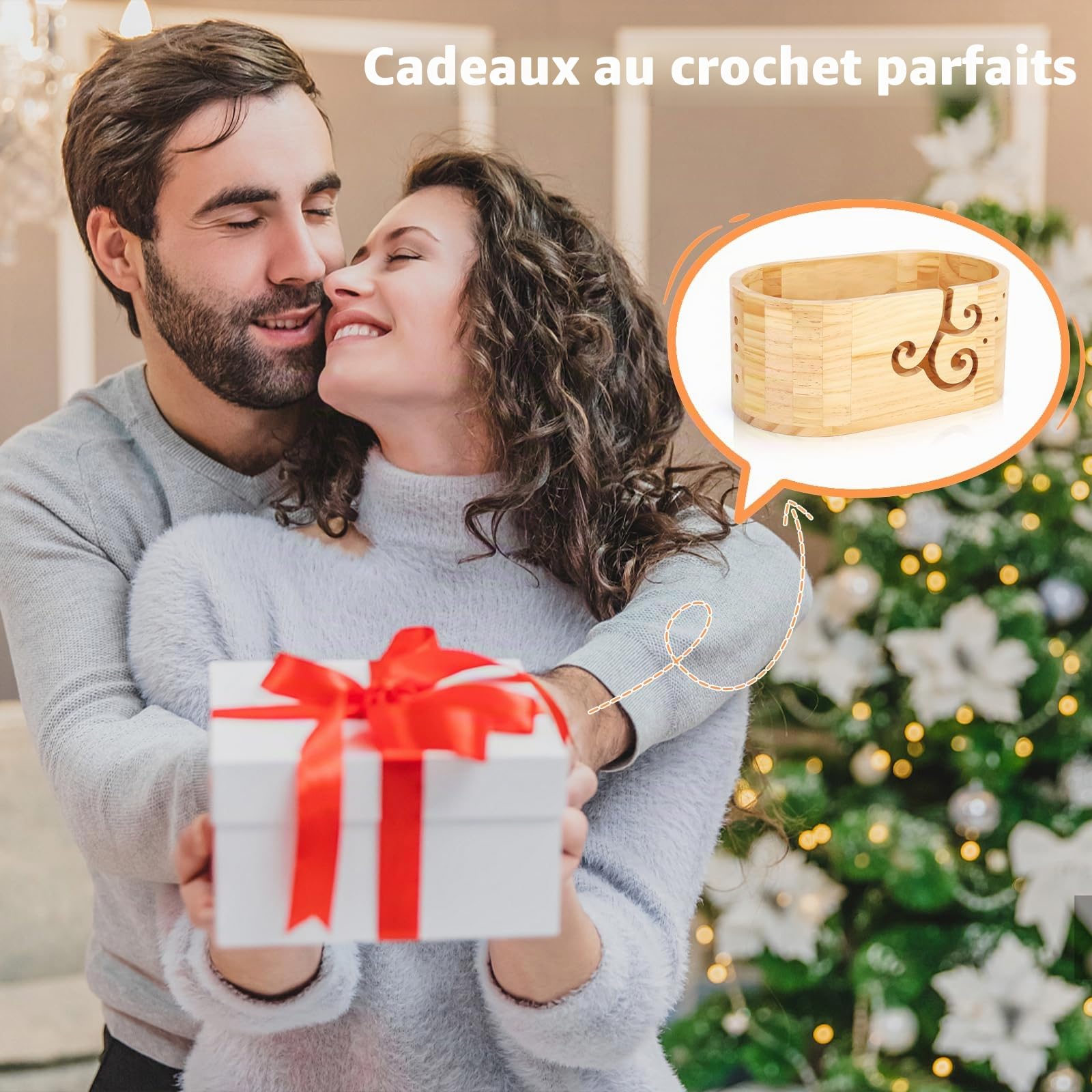 Coopay Bol à fil elliptique avec grande capacité, super grand bol en bois pour tricot en laine, bol à fil en bois fait à la main pour laine, grand bol en bois pour projet de crochet et de tricot