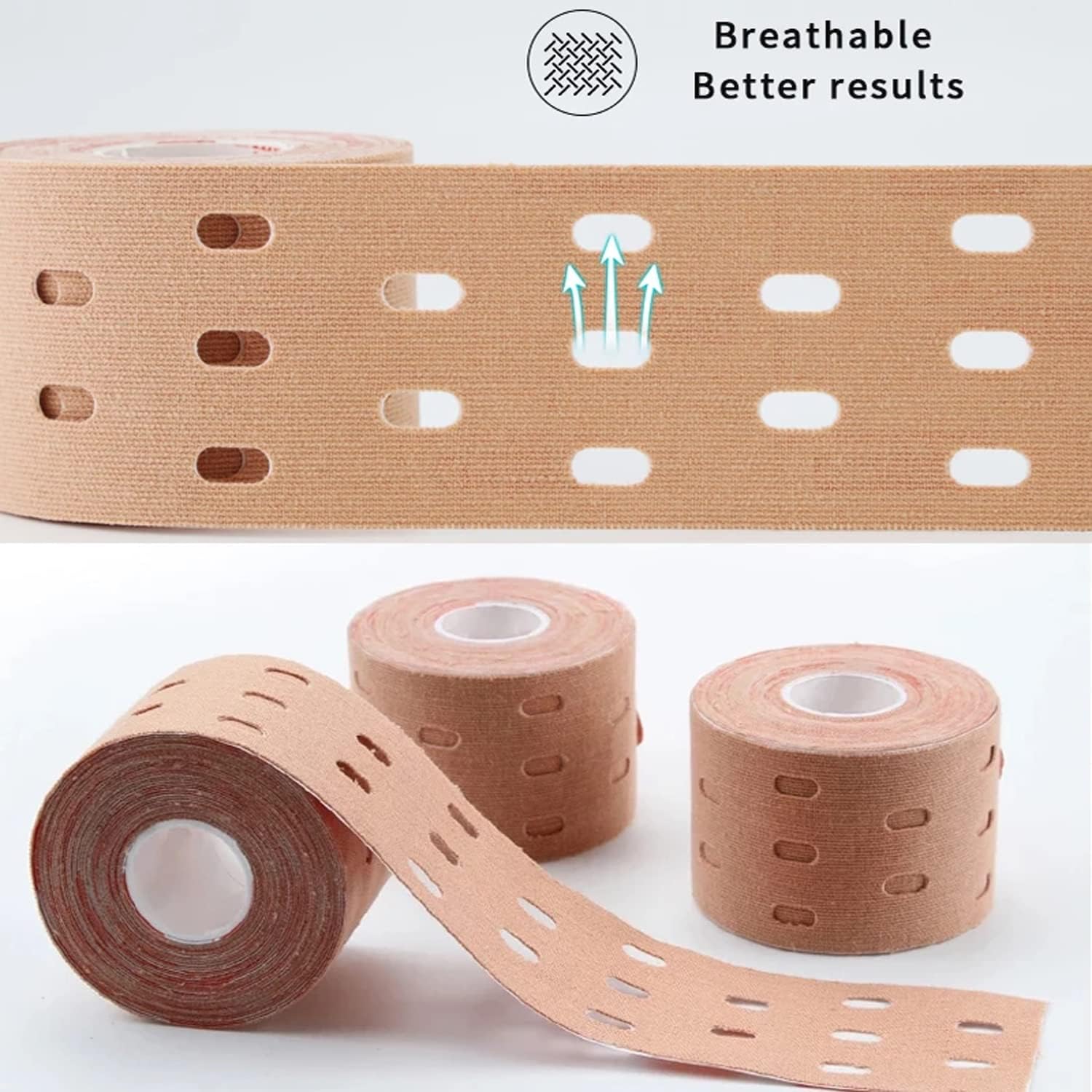 Waterproof Kinesiology Tape-4 Rolls | Elastic Athletic Tape for Joints Support & Muscle Pain Relief,Latex Free Cotton Sport Tape with Hole Perfect for Any Activity(4Color-Hollow)