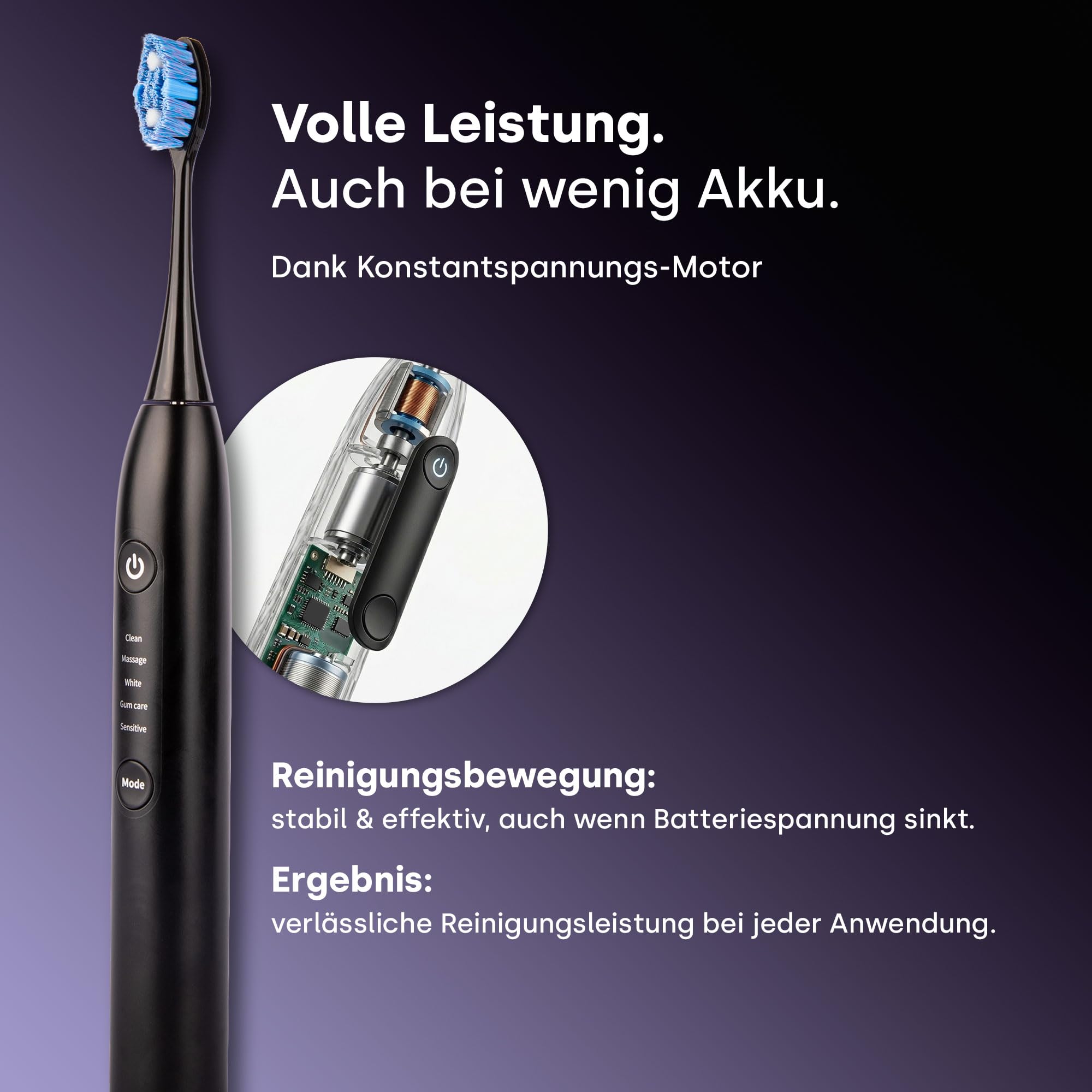 emmi Sonic Flex Schallzahnbürste – elektrische Zahnbürste mit 5 Modi & 25 Intensitätsstufen, UV-Reiseetui, kabelloses Laden & USB-C, bis zu 90 Tage Akku, inkl. 2 Aufsteckbürsten