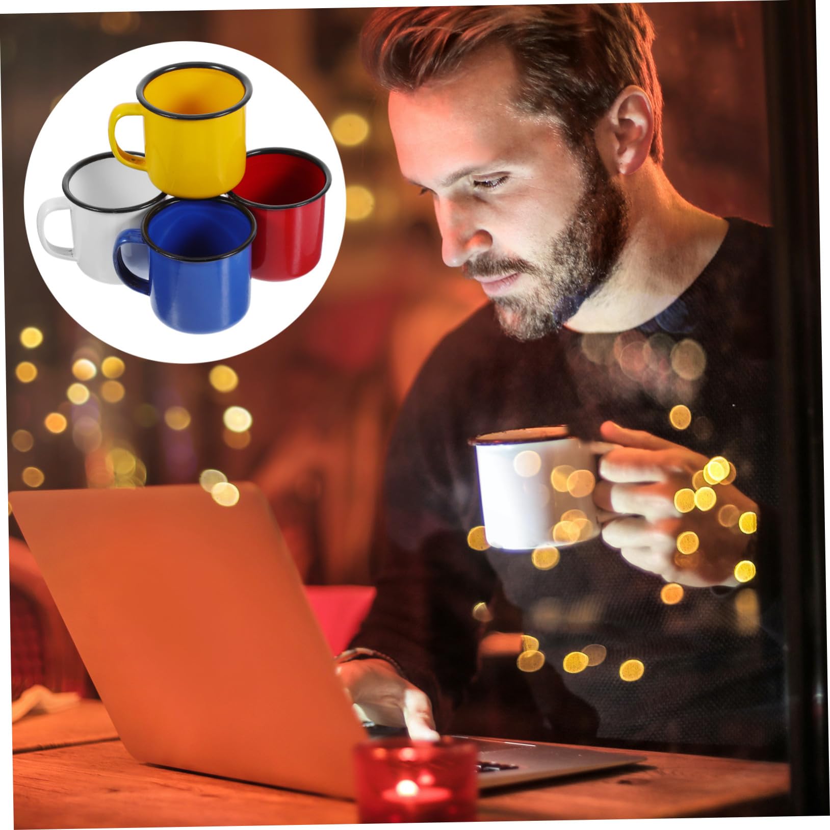Gadpiparty Emaillierter Kaffee Teebecher im Vintage Stil