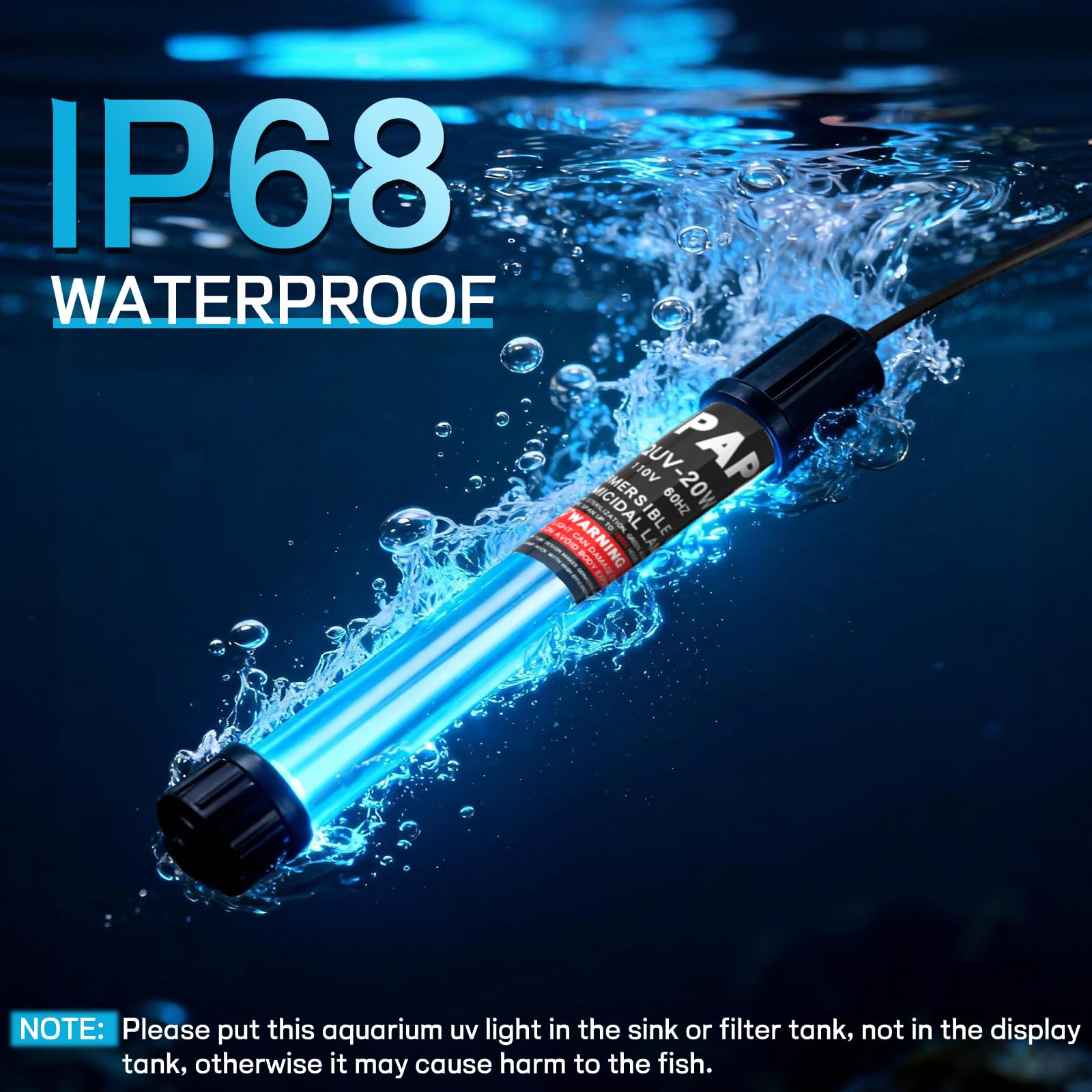 Luce UV dello stagno 30W per 200-2000 galloni, chiarificatore dell'acqua UV dell'acquario | Per stagni Koi, spa e acquari, piscine