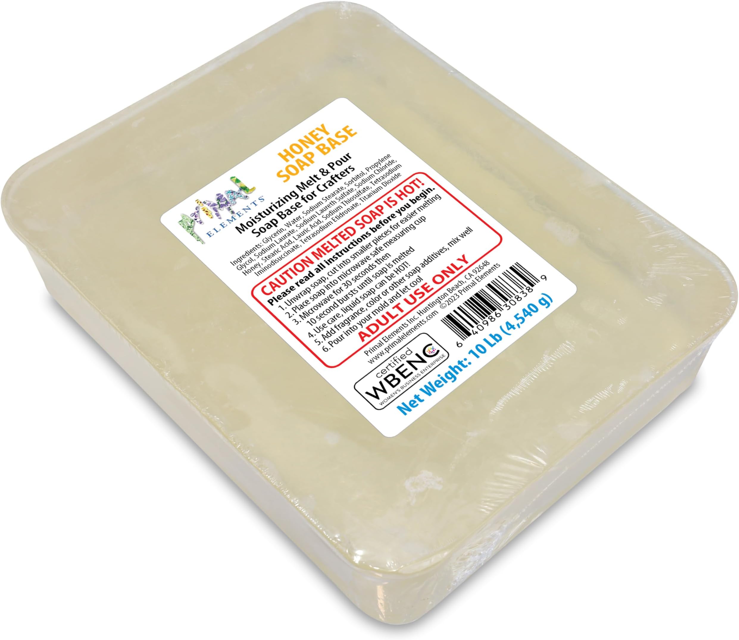 Honey Soap Base - Moisturizing Melt and Pour Glycerin Base for Crafting and Soap Making, Easy to Cut - 10 Pound