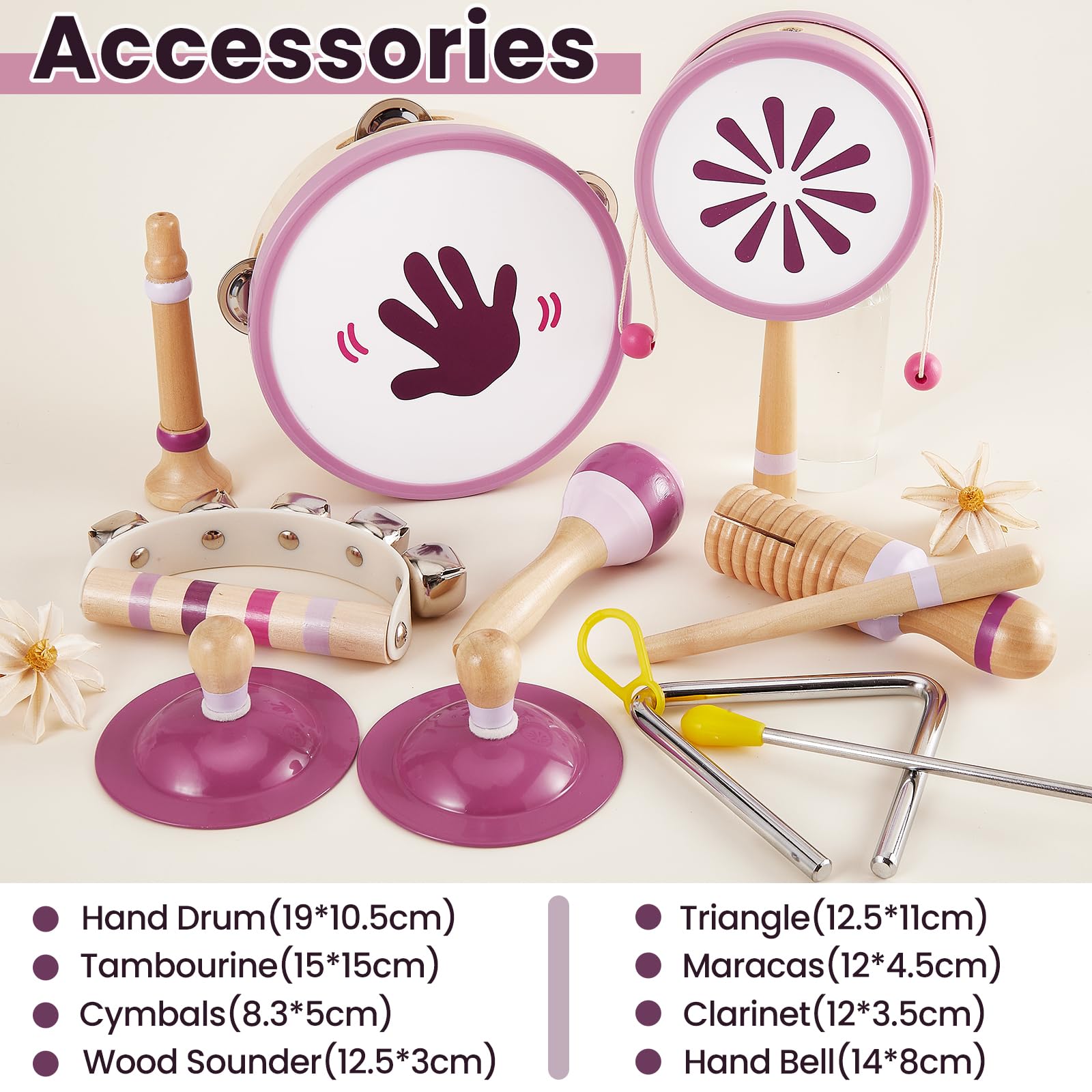 Buyger Instrumentos Musicales para Bebés, Juguete Montessori de Madera para Niños 1 2 3 años, IInstrumentos de Percusión Infantiles, Regalo para Niños Niñas (Cumpleaños/Navidad/Reyes)