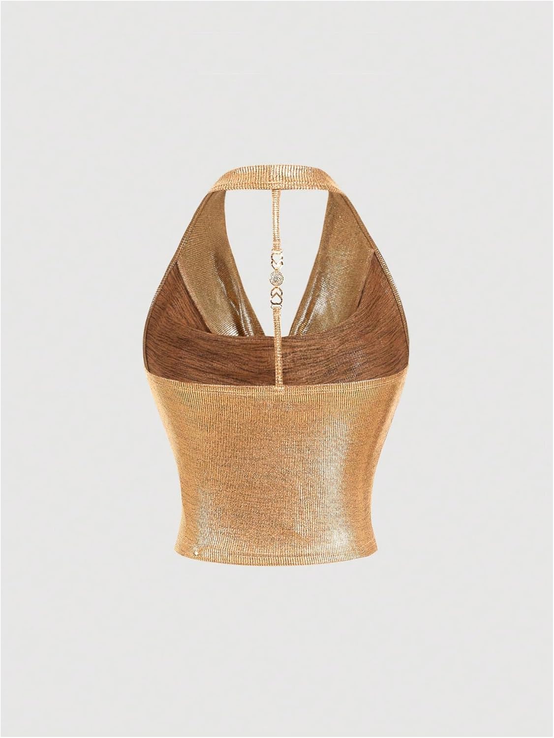 Milumia Women Metallic Halter Y2k Crop Tops Ruched Backless Cowl Neck Party Club Rave Sleeveless Shirts - Image 2