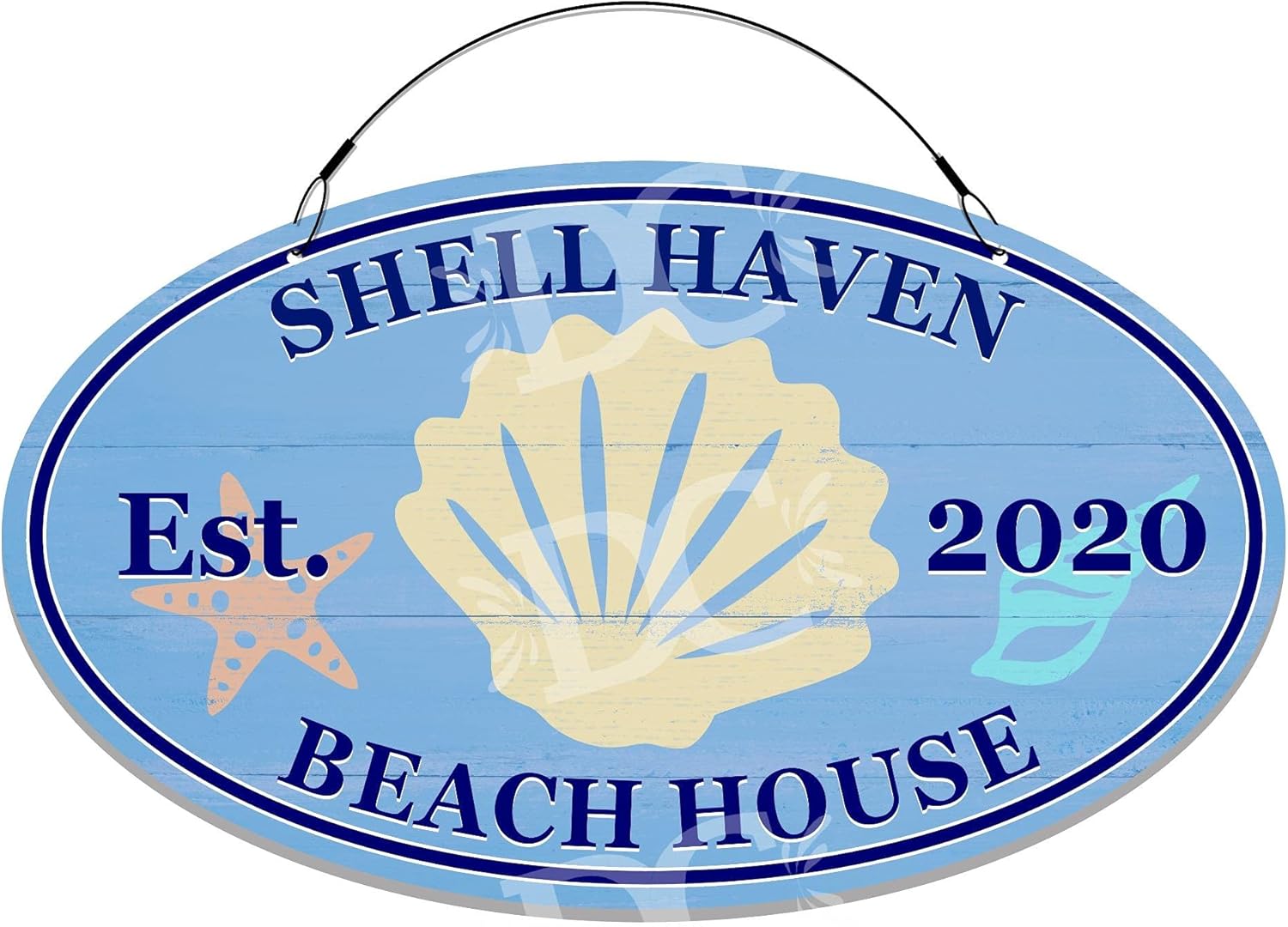 Sea Shells Nautical Ocean Themed Personalized Beach House Small Welcome Sign