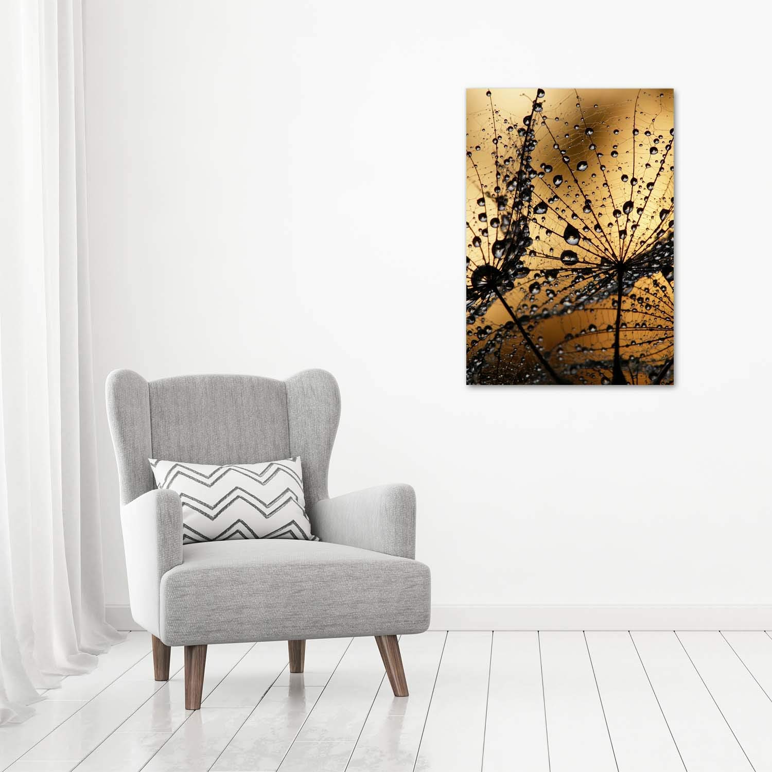 Tulup Impresión en vidrio - 70x100cm - Cuadro sobre Vidrio - Pinturas en Vidrio - Cuadro en Vidrio - Impresiones sobre Vidrio - Cuadro de Cristal - Flores Y Plantas - Naranja - Semillas De Diente De León