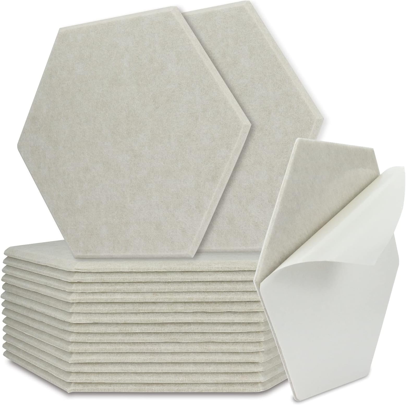 BXI Sound Absorber - 16 Pack Self-adhesive 14.2 X 12.3 X 0.4 Inches Acoustic Absorption Panels, Hexagon Sound Absorbing Panels for Wall and Ceiling Acoustic Treatment
