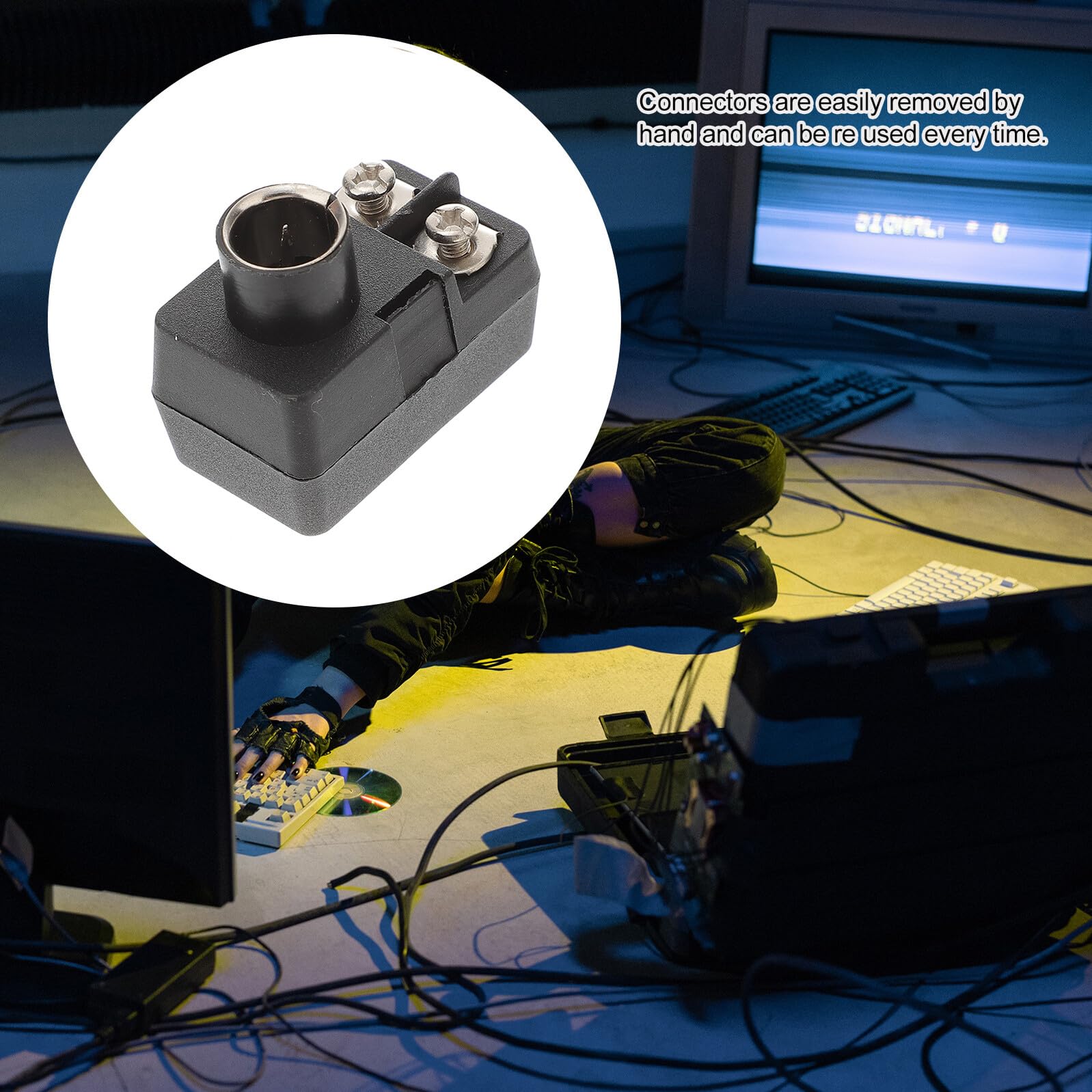 Adaptateur Coaxial 75 à 300 Ohms Noir en Métal et Abs, 2 Pièces