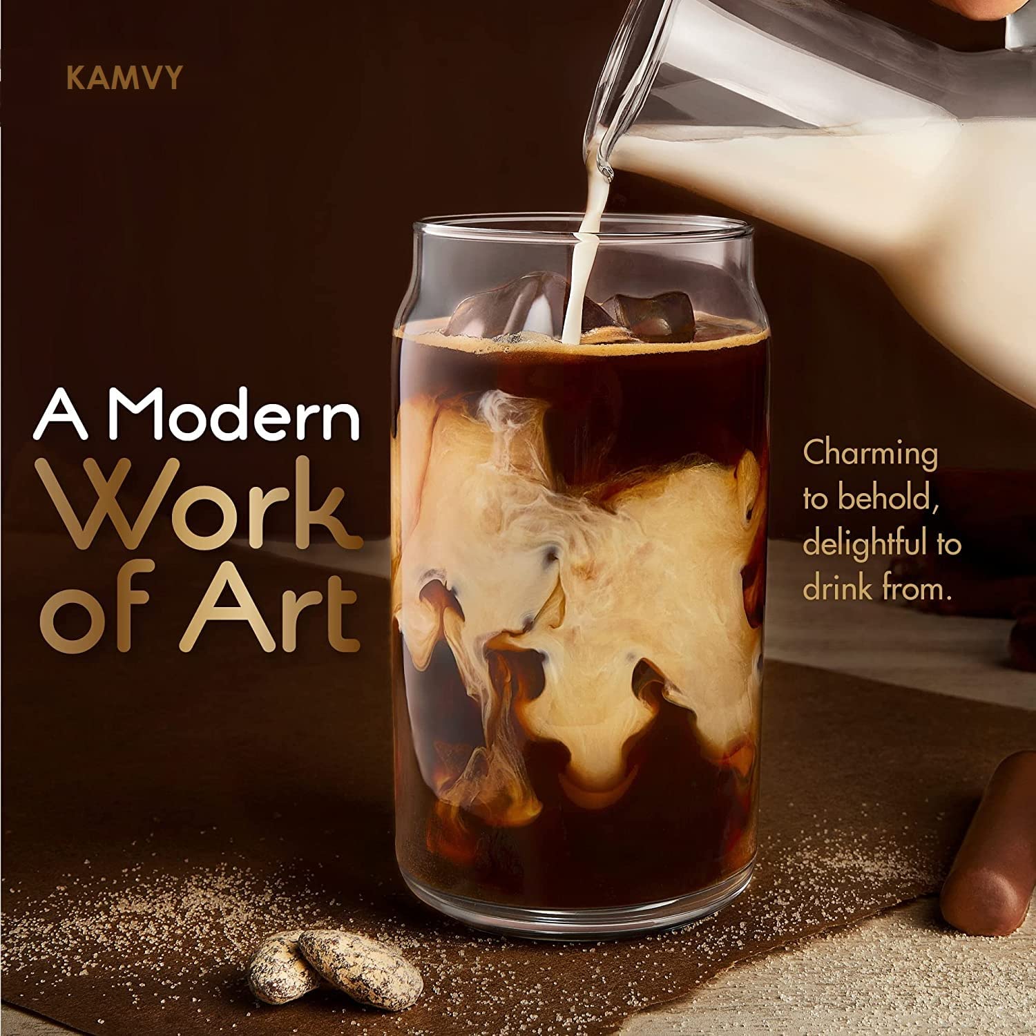 Kamvy Drinking Glasses with Glass Straw Set of 1, 500ml Beer Glasses Can Shaped Glass Cups, Tumbler for Cold Coffee, Smoothies, Juice, Soda, Any Drink and Any Occasion (Soda Can - 1) 4