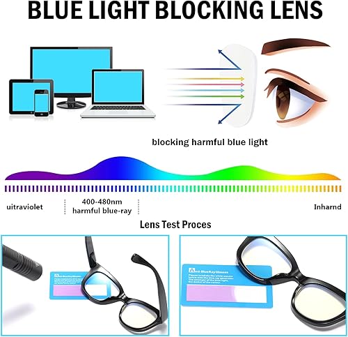 Miniatura 4 de ZXYOO Gafas de lectura de gran tamaño para mujer, paquete de 3 unidades con bloqueo de luz azul, lectores de bisagra de resorte para computadora