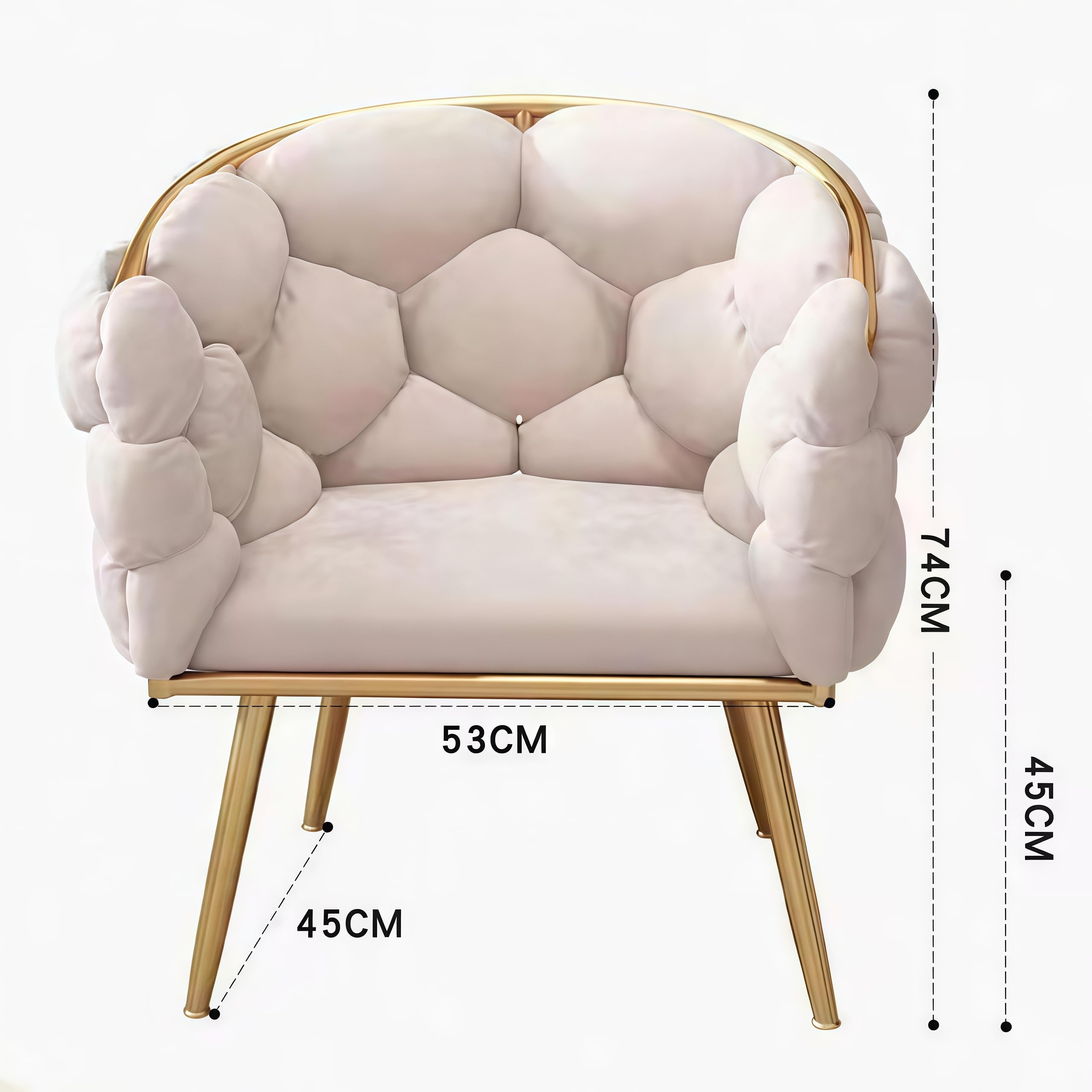Samt Akzentstuhl für Schlafzimmer, luxuriöser Flauschiger Samtpolster -Sessel moderner Make -up -Akzent -Stuhl für Wohnzimmer/Café/Waschtisch mit goldenen Metallbeinen Freizeit -Sessel