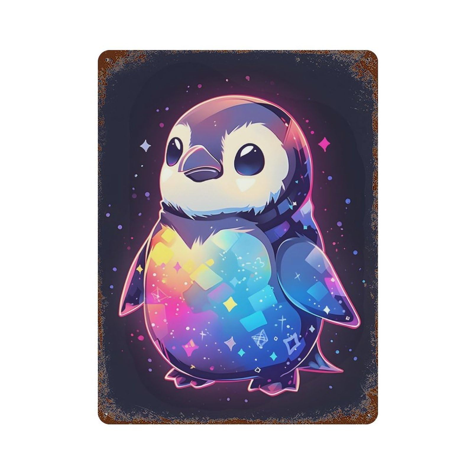 Colorful Cute Penguin Retro Metal Sign 15.7"x11.8", for Pub, Kitchen And Man Cave Decor, Retro Wall Decor