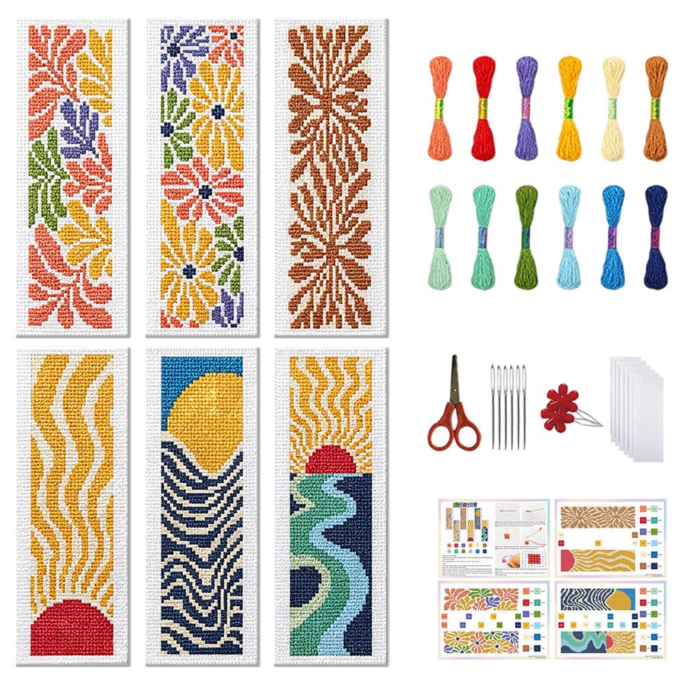 FREEBLOSS 6 Set Cross Stitch Bookmark Kits Bohemian Style