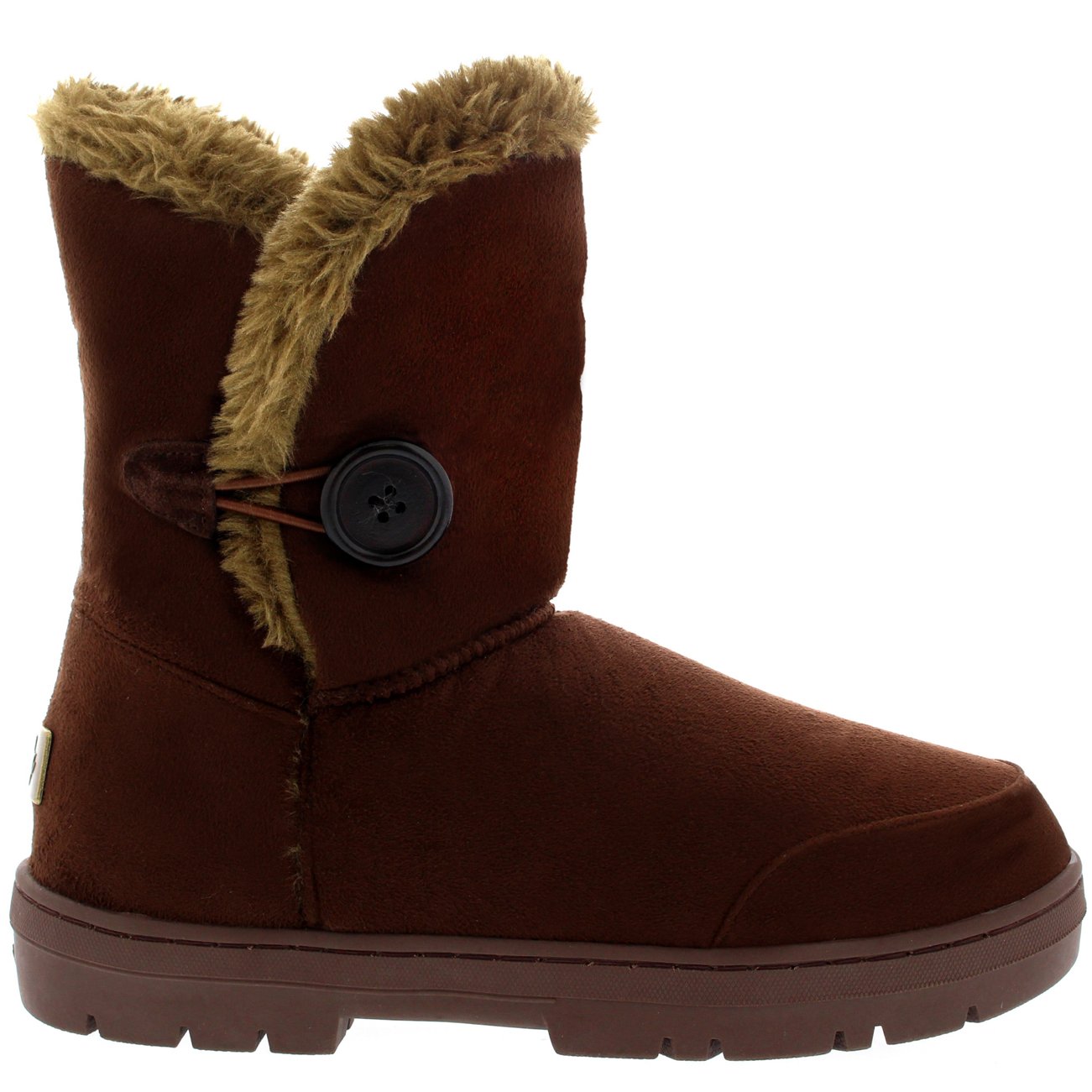 Holly Womens Single Button Faux Faux Waterproof Winter Snow Boots - Brown - 5 - BRO38 AEA0148