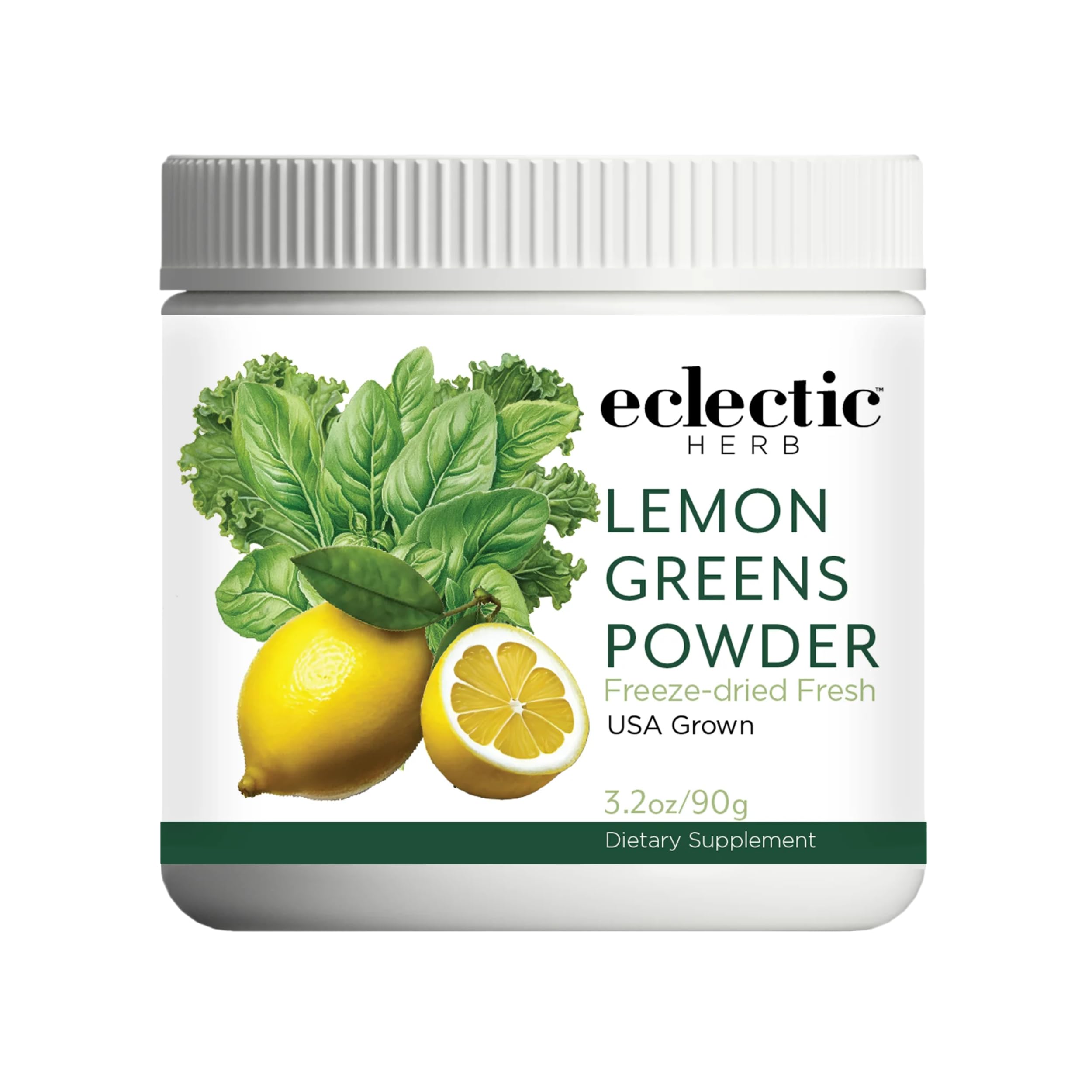 Eclectic Herb - Lemon Greens Powder Supplement | Immune + Detox Support | Nutritional Support, Vitamins + Minerals | Superfood Powder + Daily Greens Drink Mix | Non-GMO, Vegan (3.2 oz | 90 g)