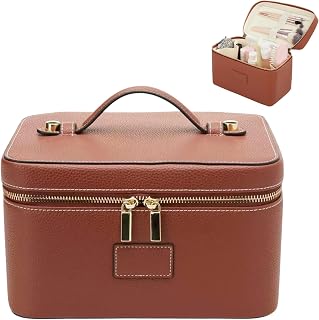 cosmetic bag large, brown, 21,5 x 14,5 x 12 cm, comtemporary