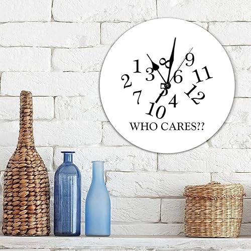 Miniatura 2 de Reloj de pared digital Who Cares Jumbled Numbers Reloj de PVC de 10 x 10 pulgadas, silencioso sin tictac, decorativo para el hogar, cocina, baño,