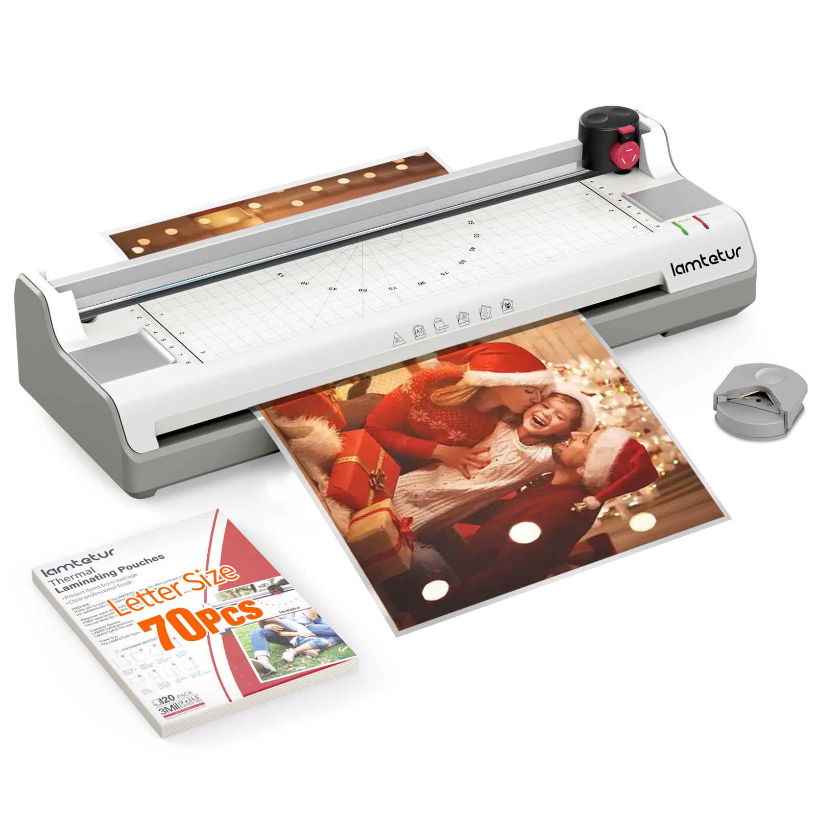 Laminator Machine 11X17 with 70Letter Size Laminating Sheets for A3/A4,13Inch Wide Thermal Hot&Cold 2Roller Lamination Laminated 3-5mil for Office Home School Teacher,with Paper Cutter,Corner Rounder