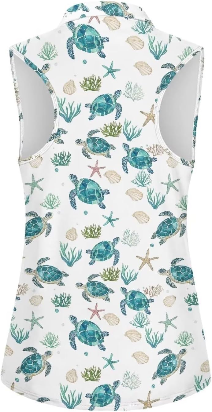 Women's Golf Shirts Sleeveless with Collar Moisture Wicking Tennis Tank Tops Ladies Athletic Shirt Golf Activewear