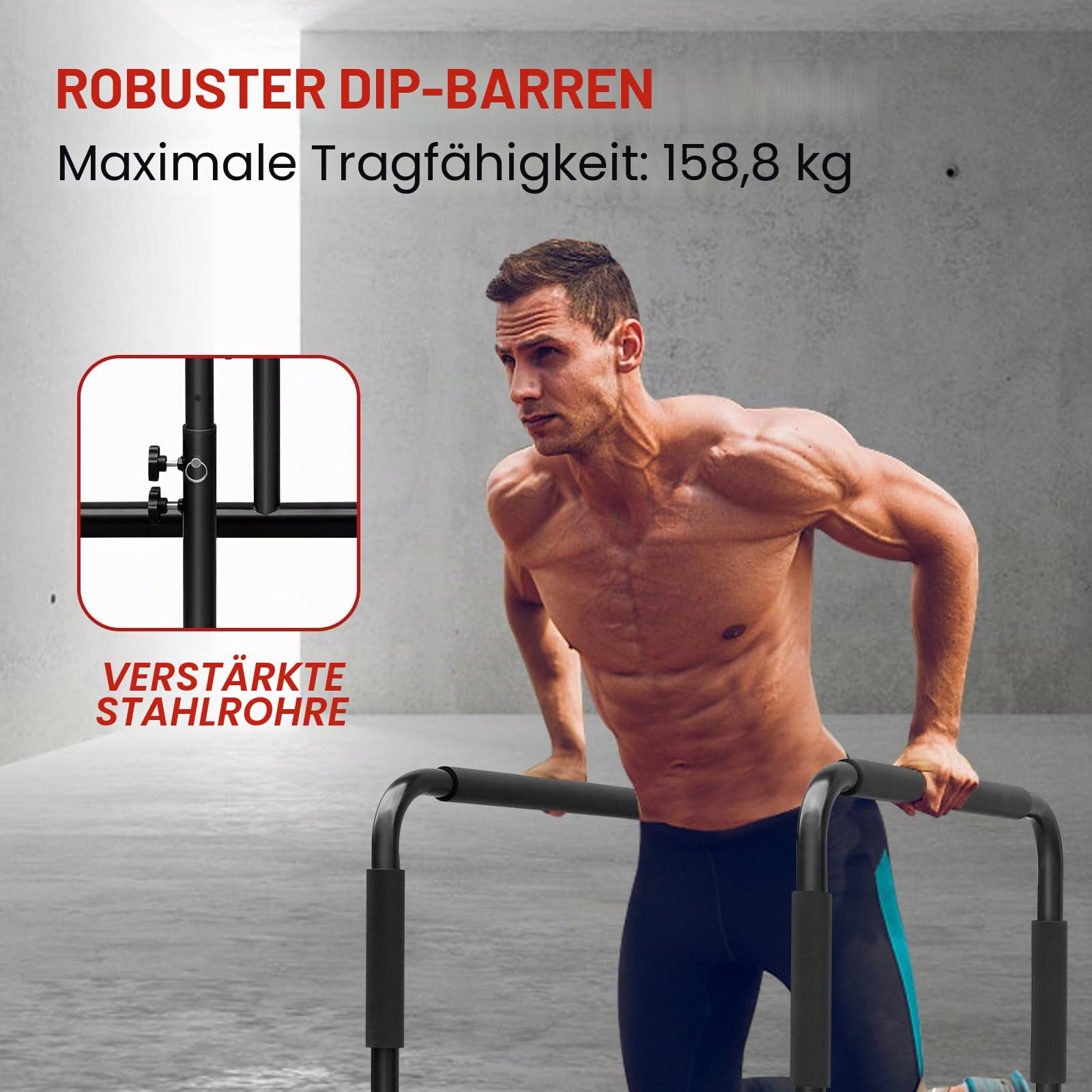 Verstellbare Dip-Barren-Station, Klimmzugstangen, robuster Stahl, Parallel-Push-Up-Ständer, Dip-Station für Zuhause, Fitnessstudio, Krafttraining, Workout, Fitnessübungsgeräte