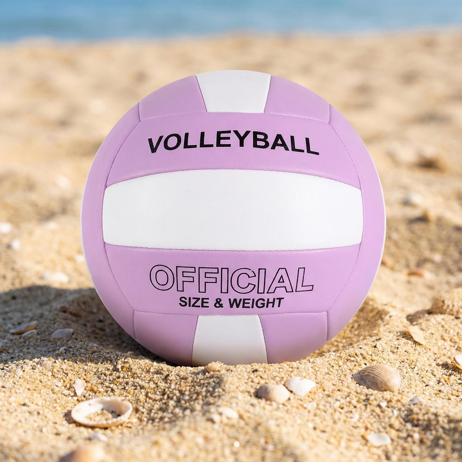 Volleyball, offizielle Größe 5, wasserdicht, weich, mit Pumpe für Erwachsene, Strand, Pool, Fitnessstudio, Training, Spiel (lila-weiß), 2 Stück