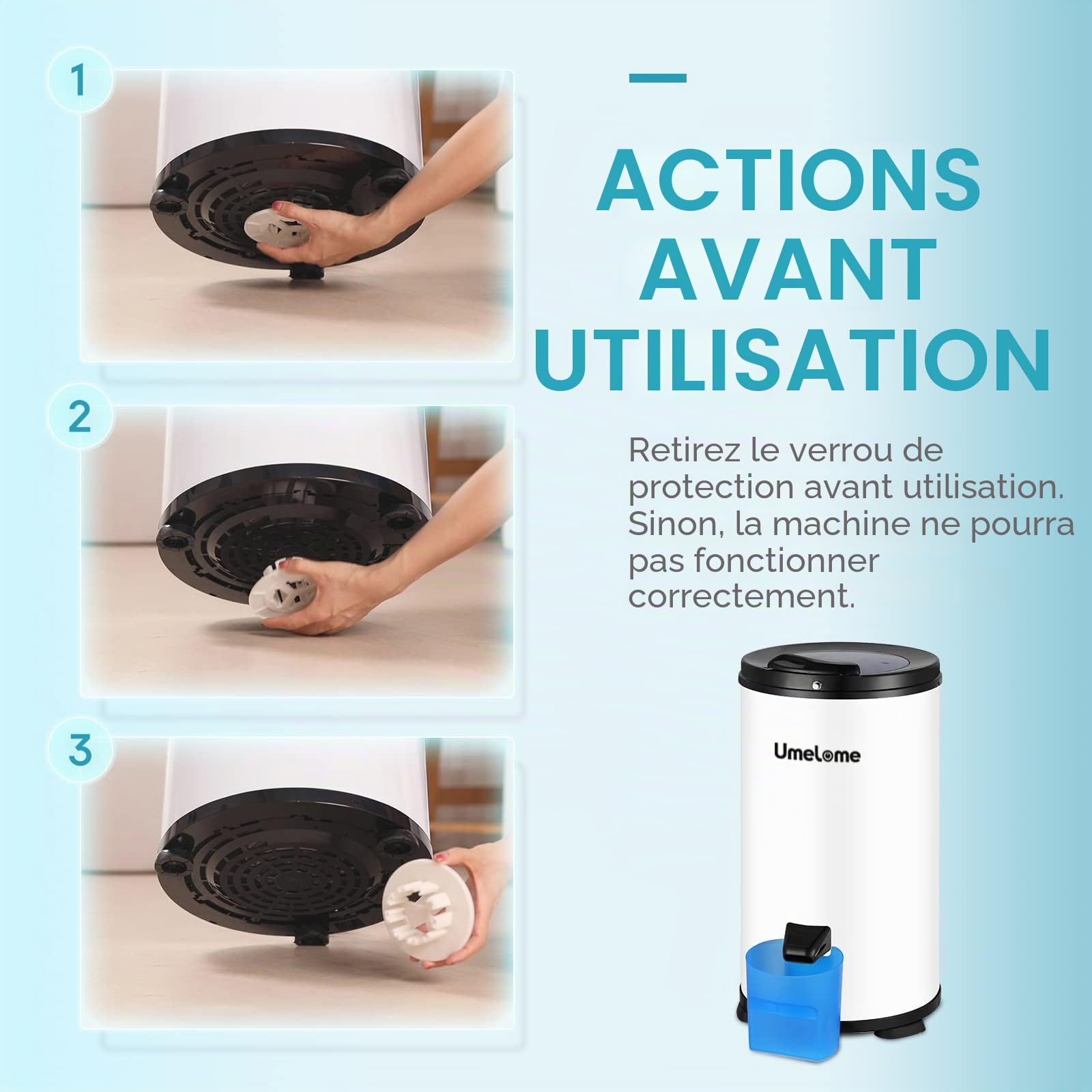 Essoreuse grande capacité 6 kg Séchoir rotatif 2800 tr/min Spin Dryer énergétique et économie d'énergie Blanc