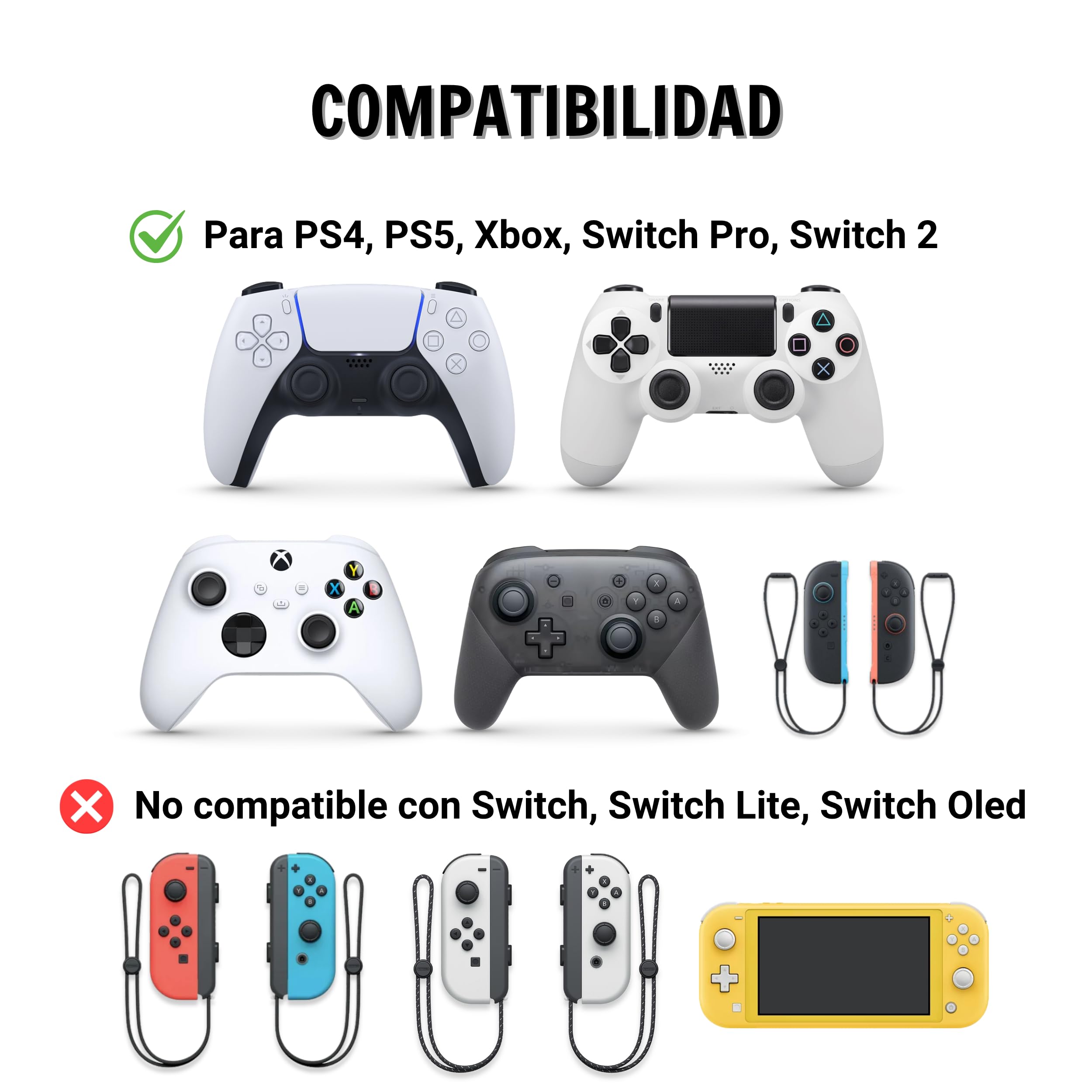 MME Protector Joystick Compatible con Mando PS5 PS4 Xbox, Funda Joystick PS4, Grips Mando Play 4, Accesorios PS5, Joystick ps5, Agarres para el Pulgar para PS4 (Negro)