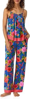 Womens Pajama Sets, Lightweight Smocked Cami with Long Pant 2 Piece Lounge Sets for Women