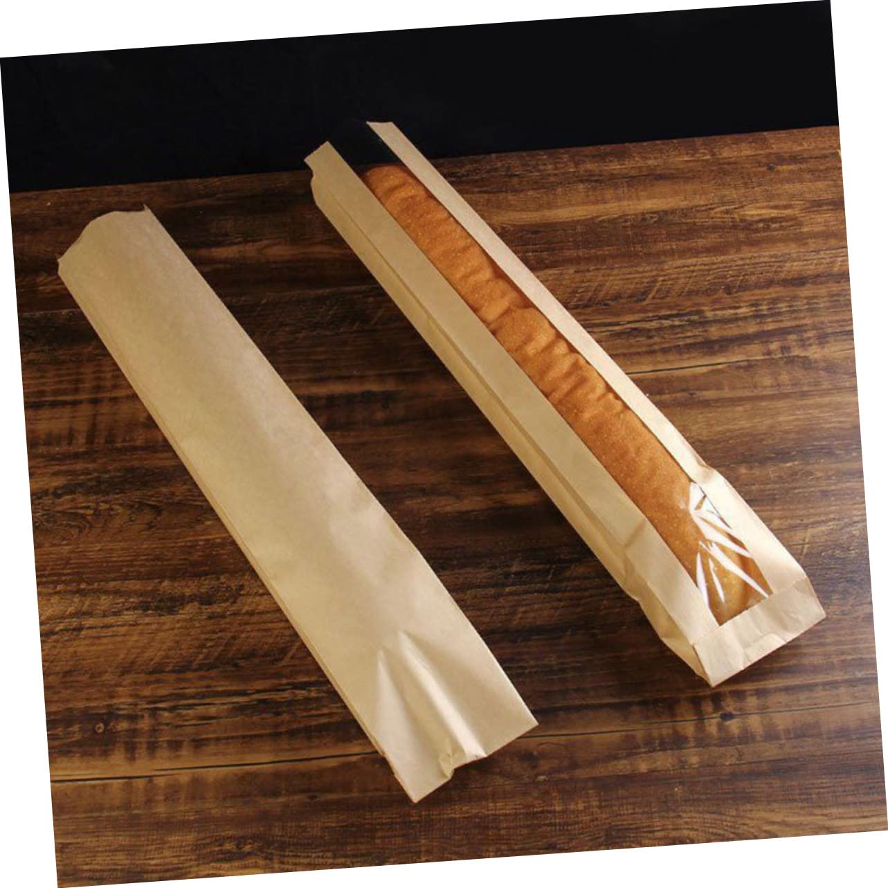 COLLBATH 50 Stück Brottüten aus Papier mit Sichtfenster Lebensmittelecht für Laibbrot Bäckerei und Festliche Verpackung