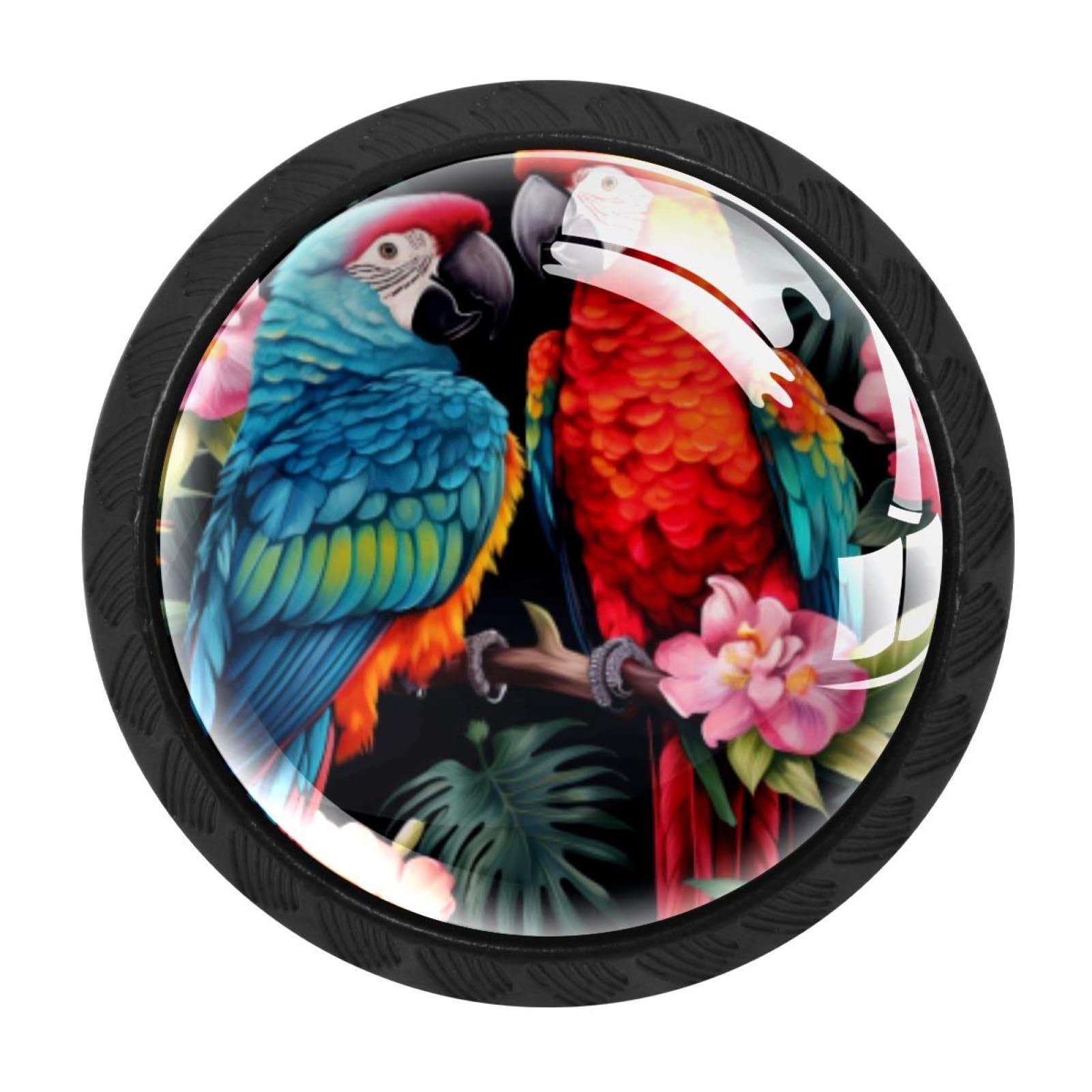 Chenzzzz Multicolored 18 Parrot Drawer Knobs 4 Pack Crystal Dresser Knobs 35Mm Glass Cabinet Knobs For Home Office Bathroom