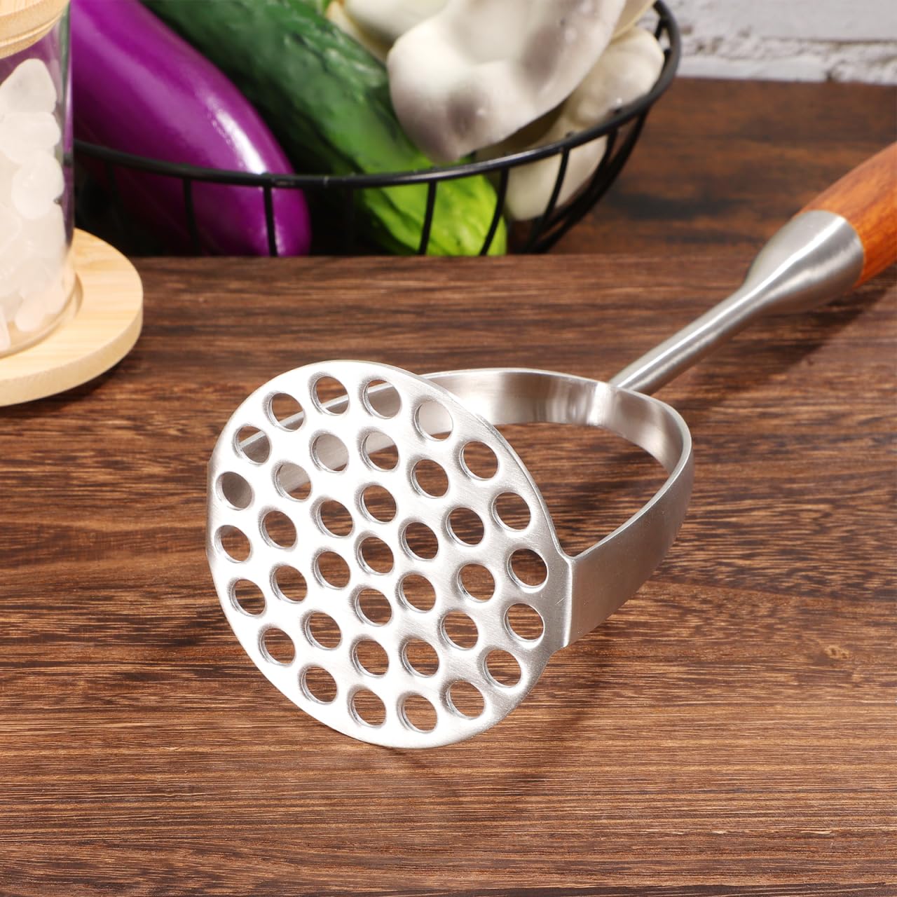 SEWACC Kartoffelstampfer Edelstahl 13.36 Zoll Handlicher Kartoffelbrecher Mit Komfortgriff Und Aufhängeloch Für Küche Haushalt Gemüse Und Obst Stampfen
