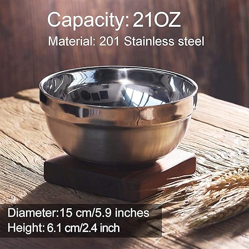 Miniatura 8 de SATINIOR Paquete de 10 cuencos de acero inoxidable 201 con aislamiento de doble pared para niños y adultos, multiusos para salsas, arroz, fideos,