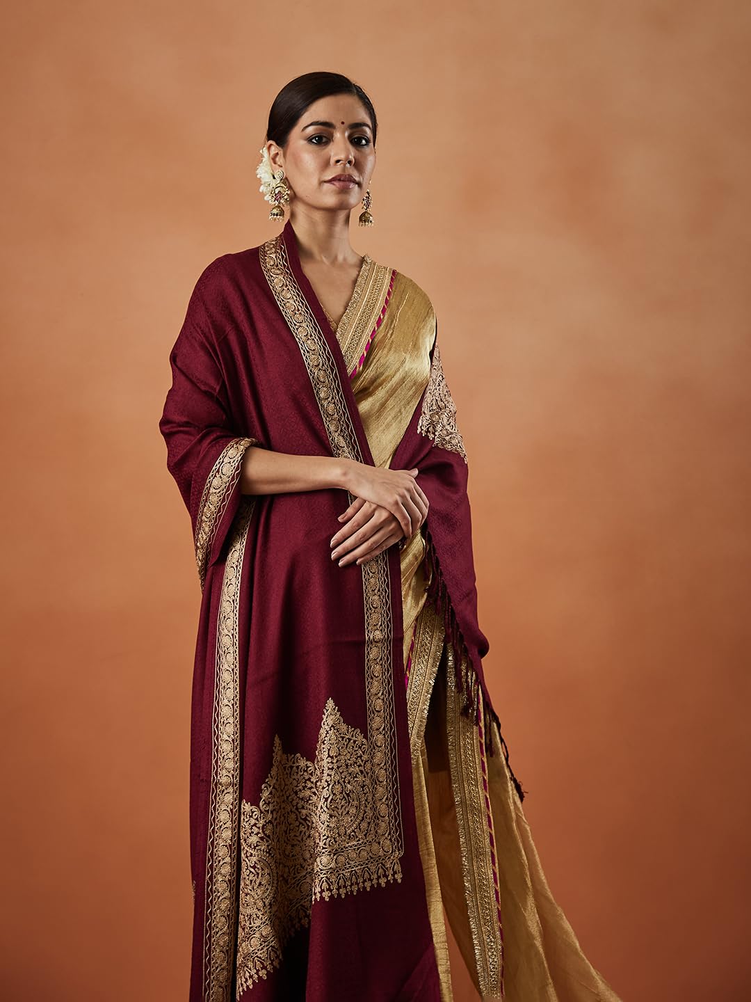 Pashmoda Women Firoza Kashmiri Aari Embroidery Stole (Size: 71X203 CM) - Image 2 thumbnail