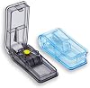 GeekerChip Pill Cutter[2 Pcs],Small Pill Tablet Cutter,Pill Splitter with Blade in Half Quarter,for Tablet Vitamin Medicine,with Pill Storage Compartment(Blue+Black)