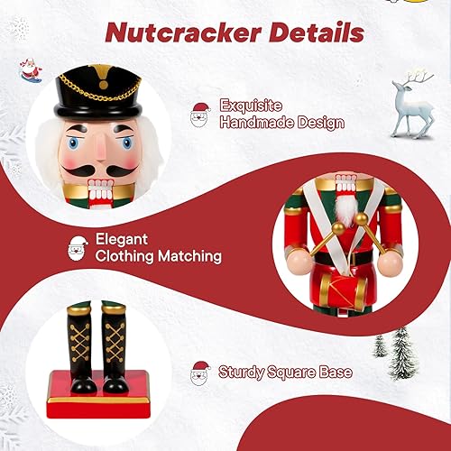 Miniatura 7 de Decoración Navideña de Cascanueces, Soldado de Cascanueces de Madera de 14", Decoración Navideña para el Hogar, Repisa, Mesa, Chimenea, Adornos