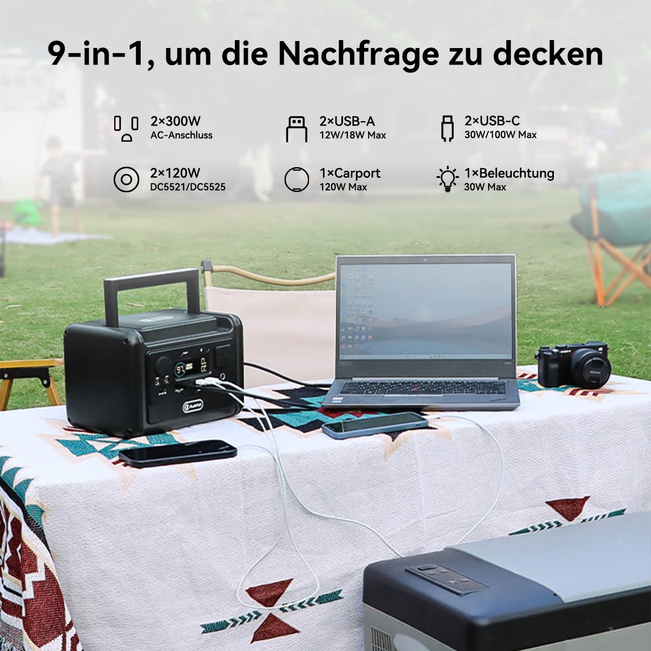 FlashFish 230Wh Tragbares Powerstation mit Solarpanel 100W für Camping