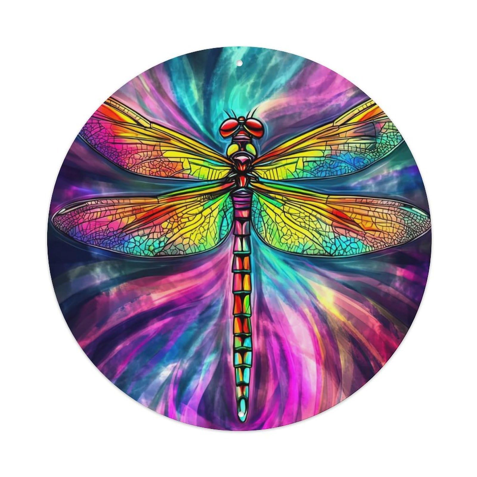 Animal Artwork Colourful Dragonflies Vintage Metal Tin Sign Plaque Wall Decor for Cafe, Club Bar, Office, Garden Metal Poster 8x8Inch
