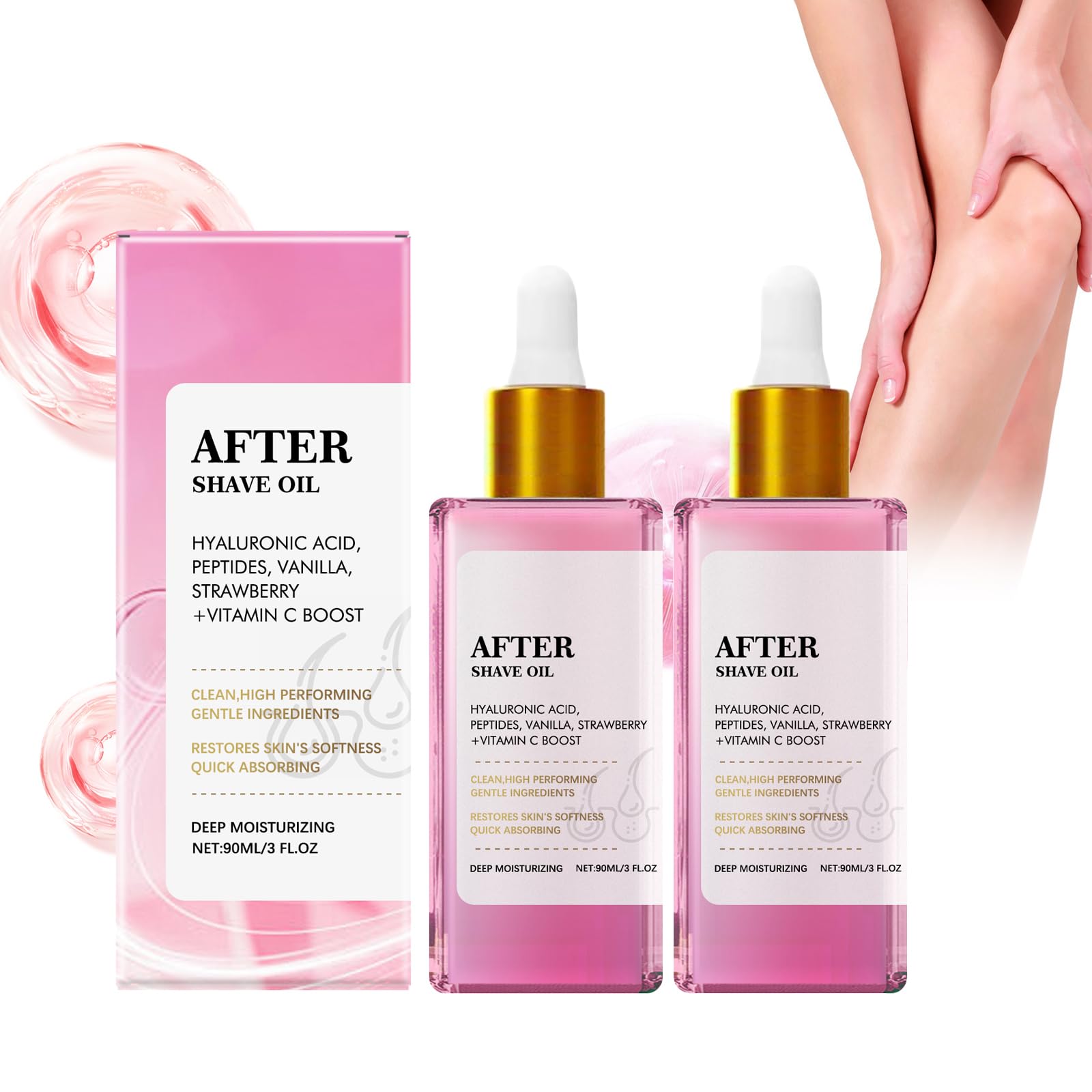 Aceite Post-Afeitado De Fresa Y Vainilla Para Mujeres - 2 Unidades - Hidratante Y Calmante, Previene Vellos Encarnados Y Irritación, Extractos Naturales Para Una Piel Suave Y Sin Rojeces