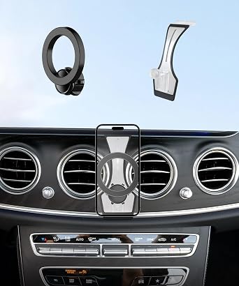 Car Phone Holder for Mercedes Benz E Class 2016-2023 CLS Class 2018-2023 Accessories, 360 Rotation Phone Mount Compatible with MagSafe, Cell Phone Holder Does Not Affect Air Vent