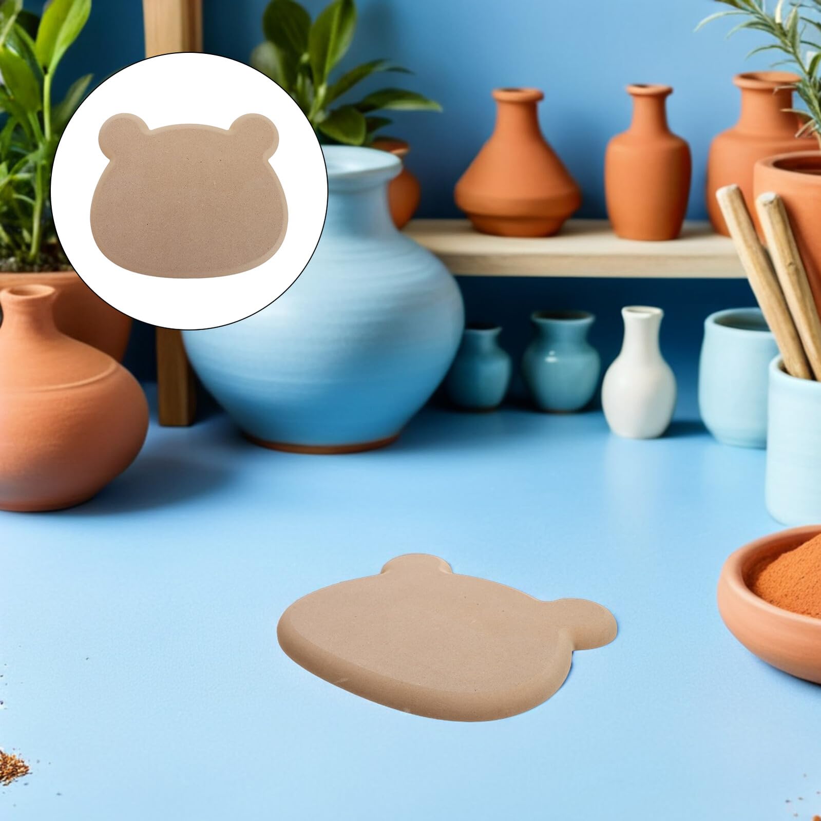 NUOBESTY Moule à Modeler en Bois pour Poterie, Tête D'ours, Fiable et Forme Constante, pour Modelage la Main en Céramique et Enseignement Scolaire