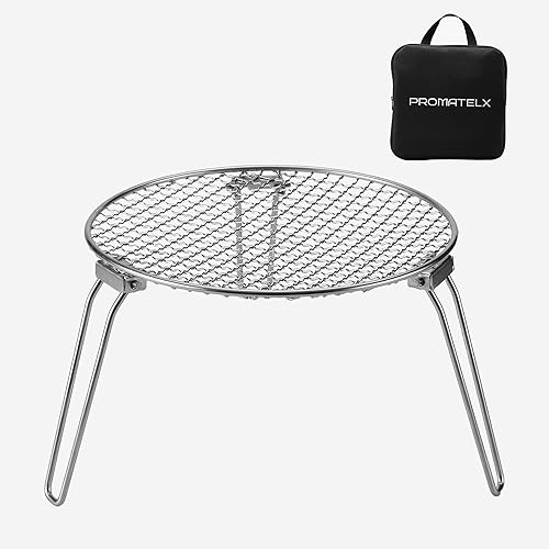 RROMATELX - Parrilla de camping plegable pequeña, estufa portátil de acero inoxidable 304, rejilla de fogata, estante resistente para acampar con