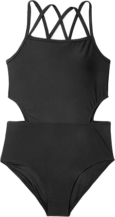 Girls One Piece Swimsuits Bathing Suit for Teens Cut Out Cute Girls One-Piece Swimwear Criss Cross for Kids Summer Beach