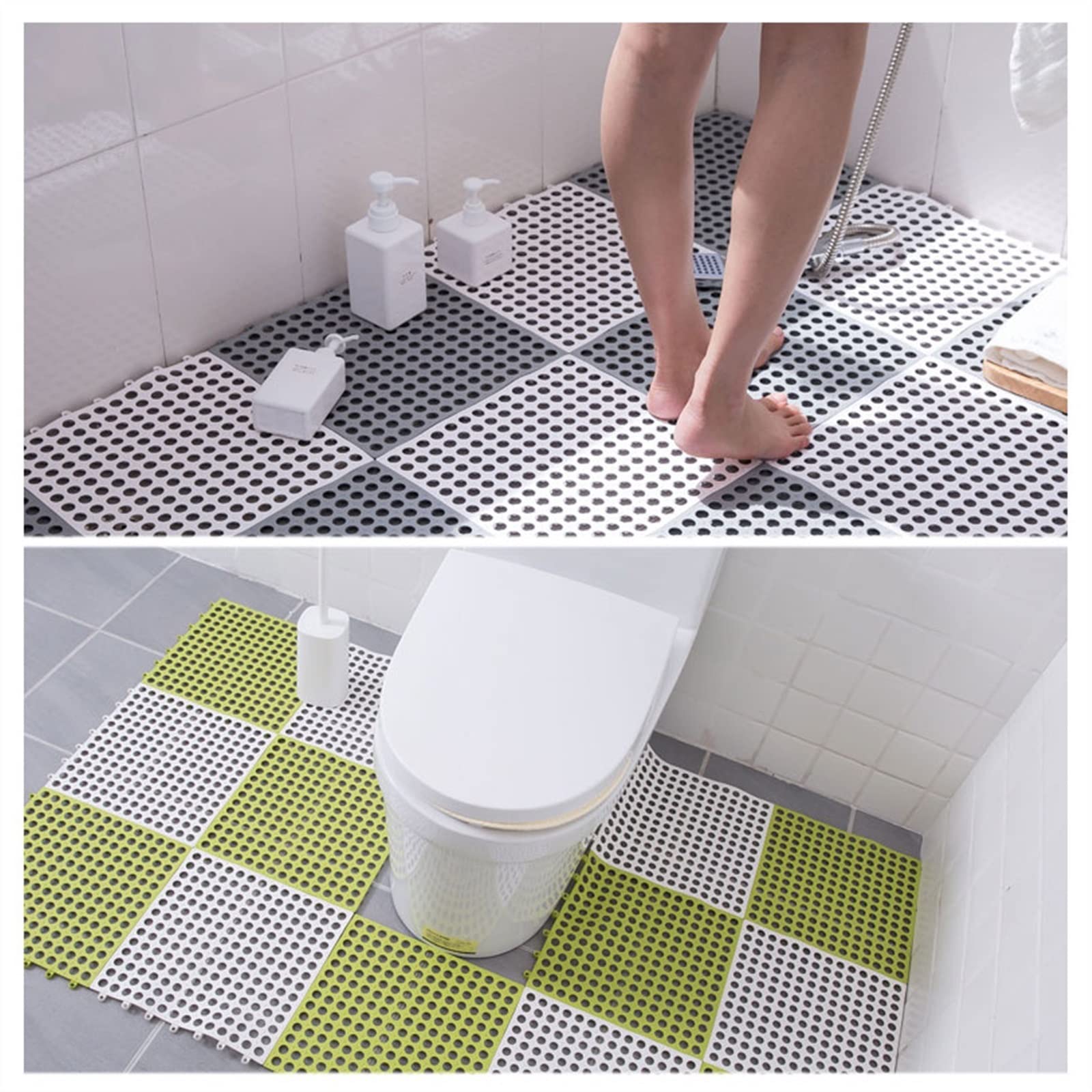 VEVOR Interlocking Tile 50pcs Blue, Drainage Tiles 12" X 12" Splicing, Soft PVC Interlocking Drainage Floor Tiles, Non-Slip Drainage Holes For