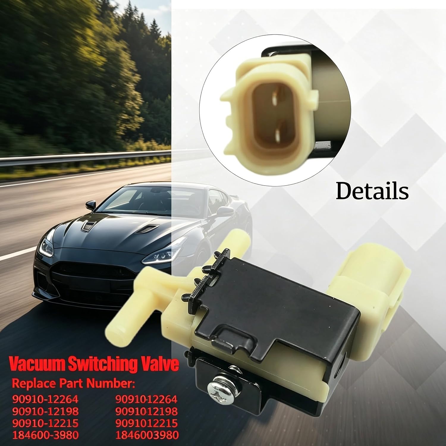 90910-12264 Vacuum Switching Valve Compatible with Toyota 4Runner Avalon Camry Celica Sienna Solara for Lexus ES300 Replace 90910-12264 90910-12198 90910-12215 184600-3980
