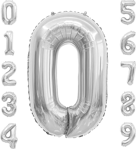 Miniatura 173 de Globo de números de 40 pulgadas, globos de números plateados, globo de número 2, globos de aluminio grandes de cumpleaños, fiesta de cumpleaños