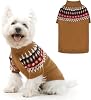 EXPAWLORER Turtleneck Dog Jumper - Knitted Dog Clothes in Classic Fair Isle Patterns, Warm Comfortable Puppy Jumper Pet Sweater with Sleeves, Winter Pet Outfit Pullover for Dogs Cats, Beige S-M