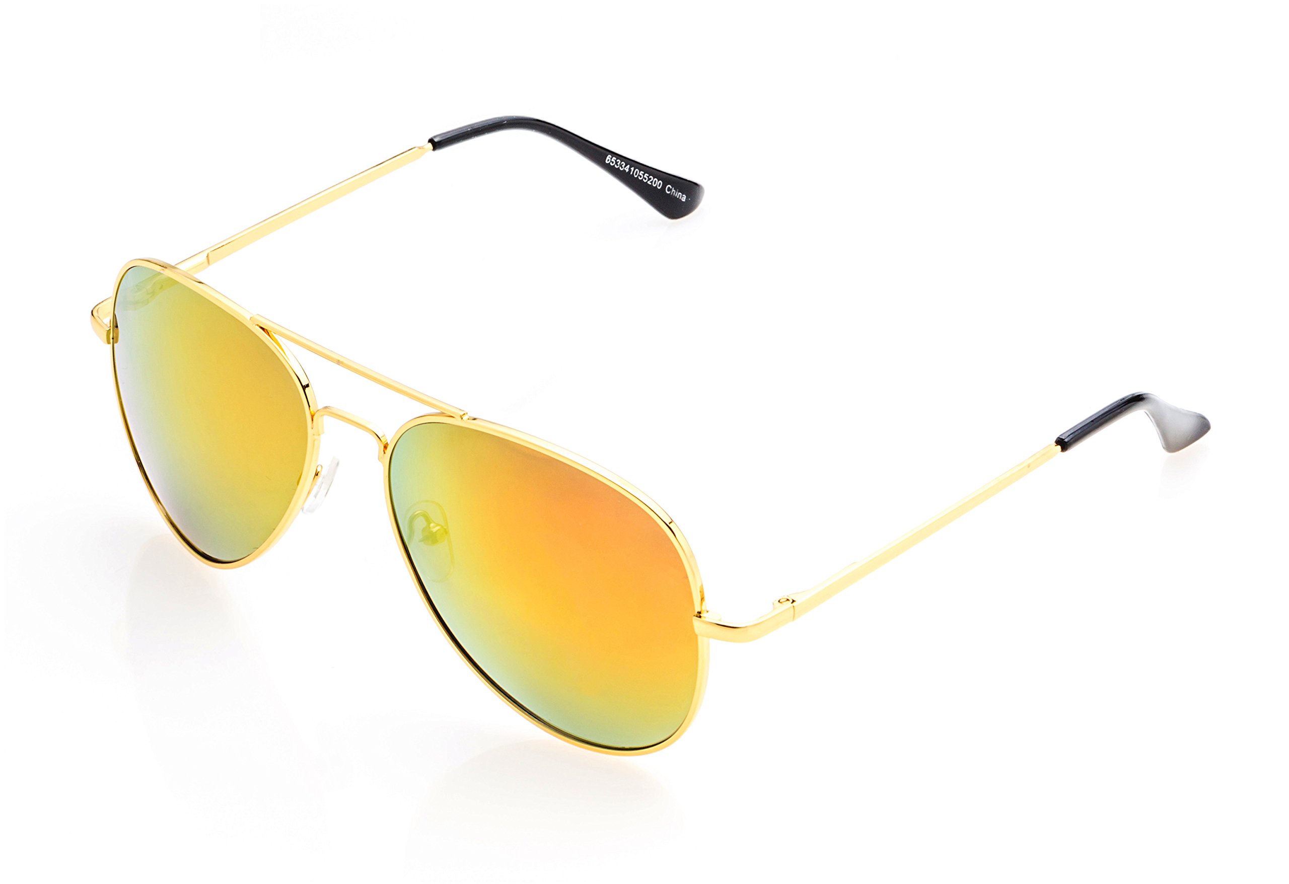 Soleil PLATINUM PS-AV32 Aviator Spring Hinges (Gold, Orange Flash Mirrored)