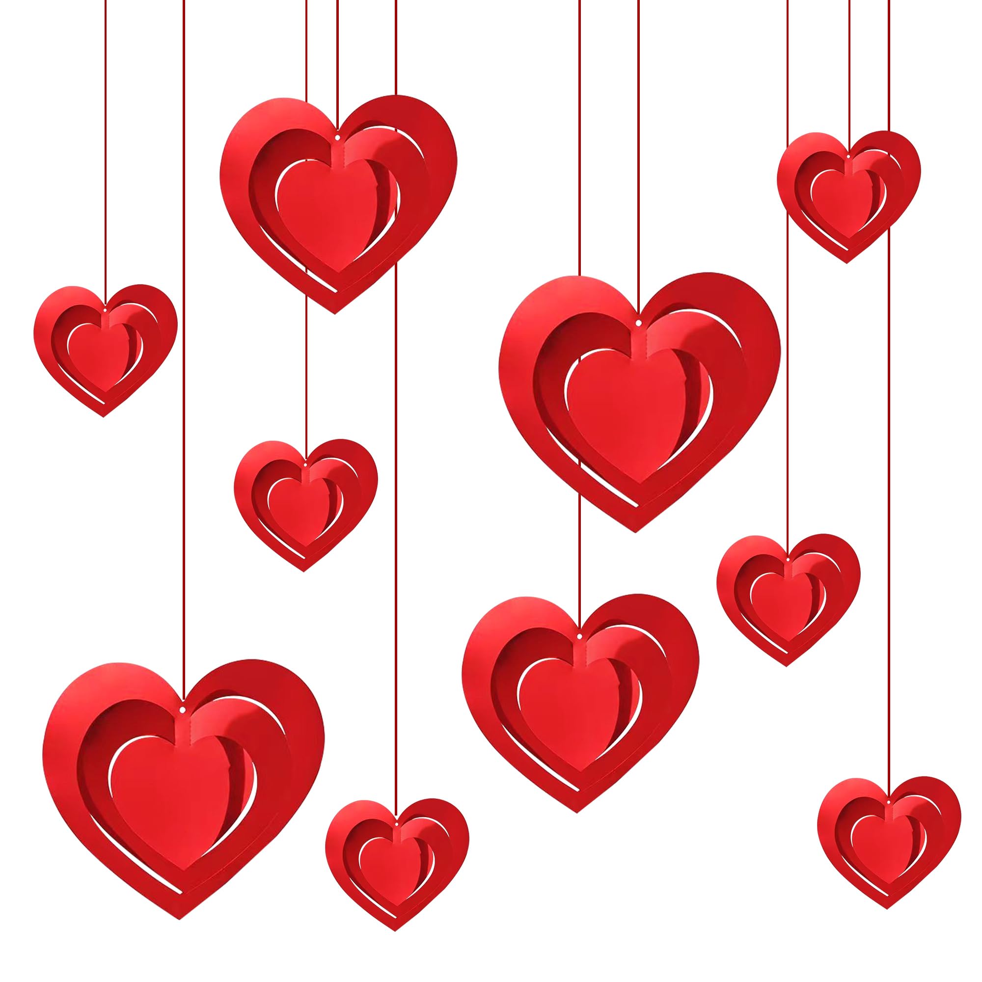 BEISHIDA Heart Hanging Swirls Anniversary Decorations 3D Heart Hanging Ornament Wedding Anniversary Engagemeng Proposal Party Supplies Romantic Party Decorations Pack of 8