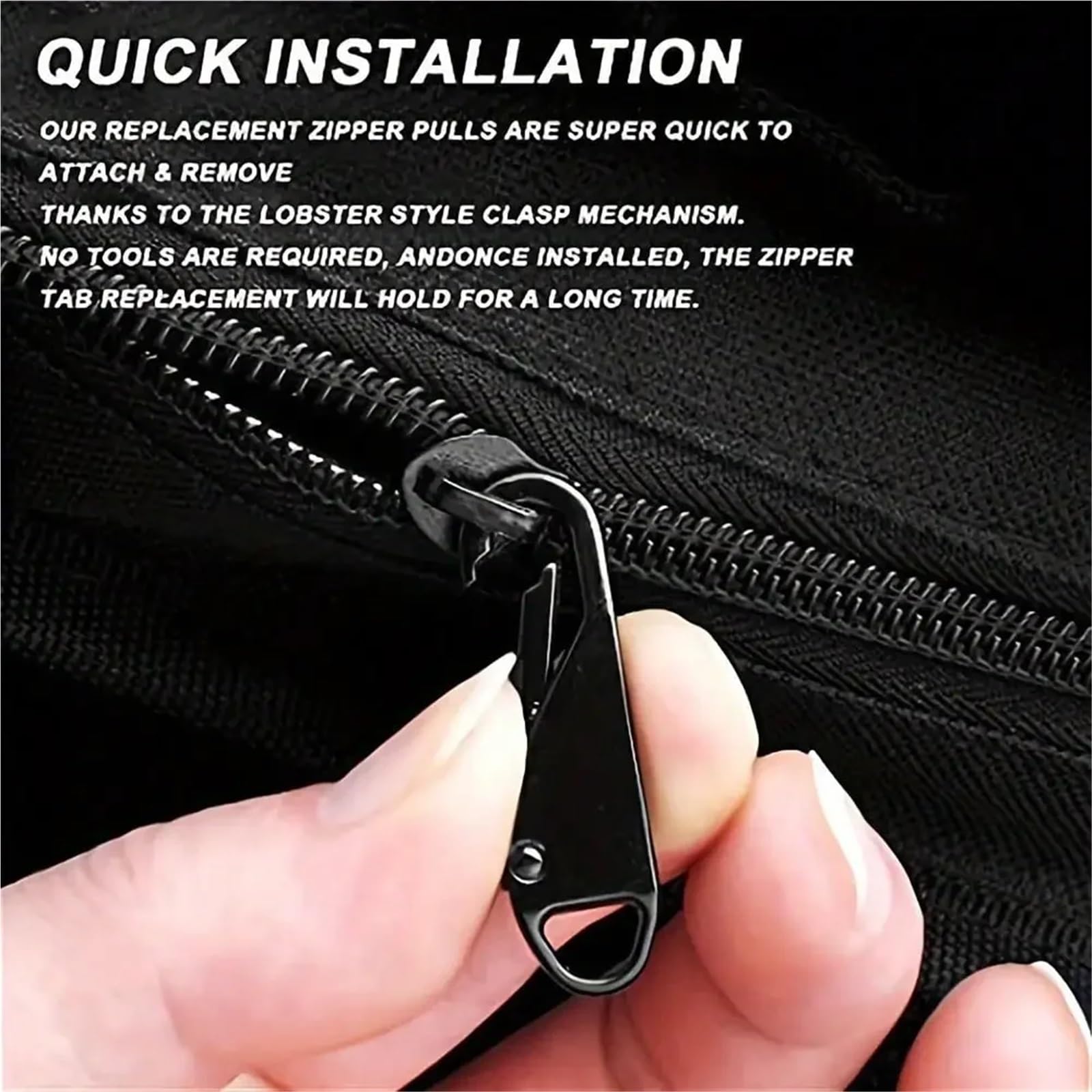 Tiradores de cremallera, 100 pestañas de repuesto desmontables con cremallera para equipaje, ropa, chaquetas, mochilas, botas, bolsos, abrigos (negro)