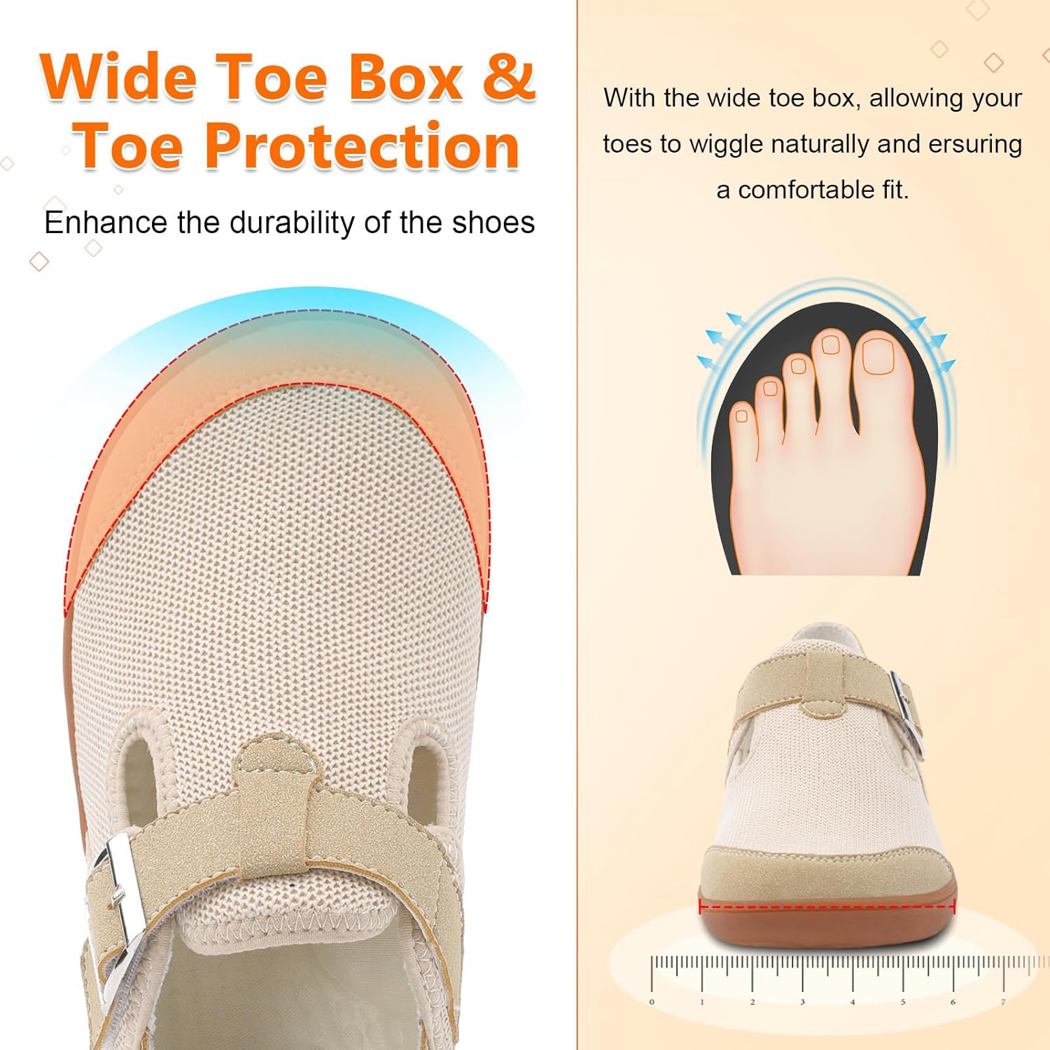 XIHALOOK Womens Walking Shoes Wide Toe Barefoot Shoes Zero Drop Minimalist Loafer with Adjustable Strap Slip on Clogs - Image 3